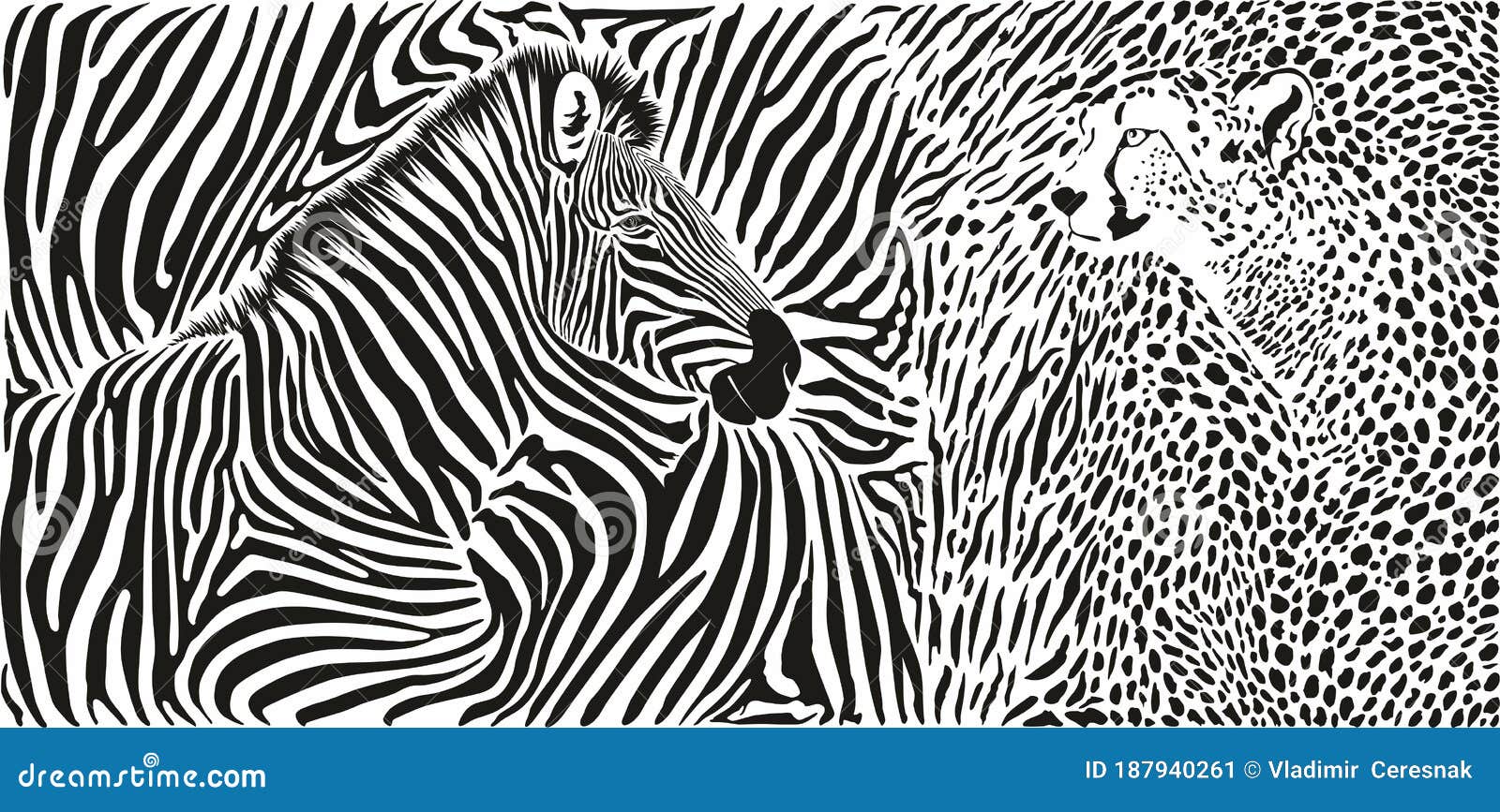 wild animals background - pattern with zebra and cheetah motif
