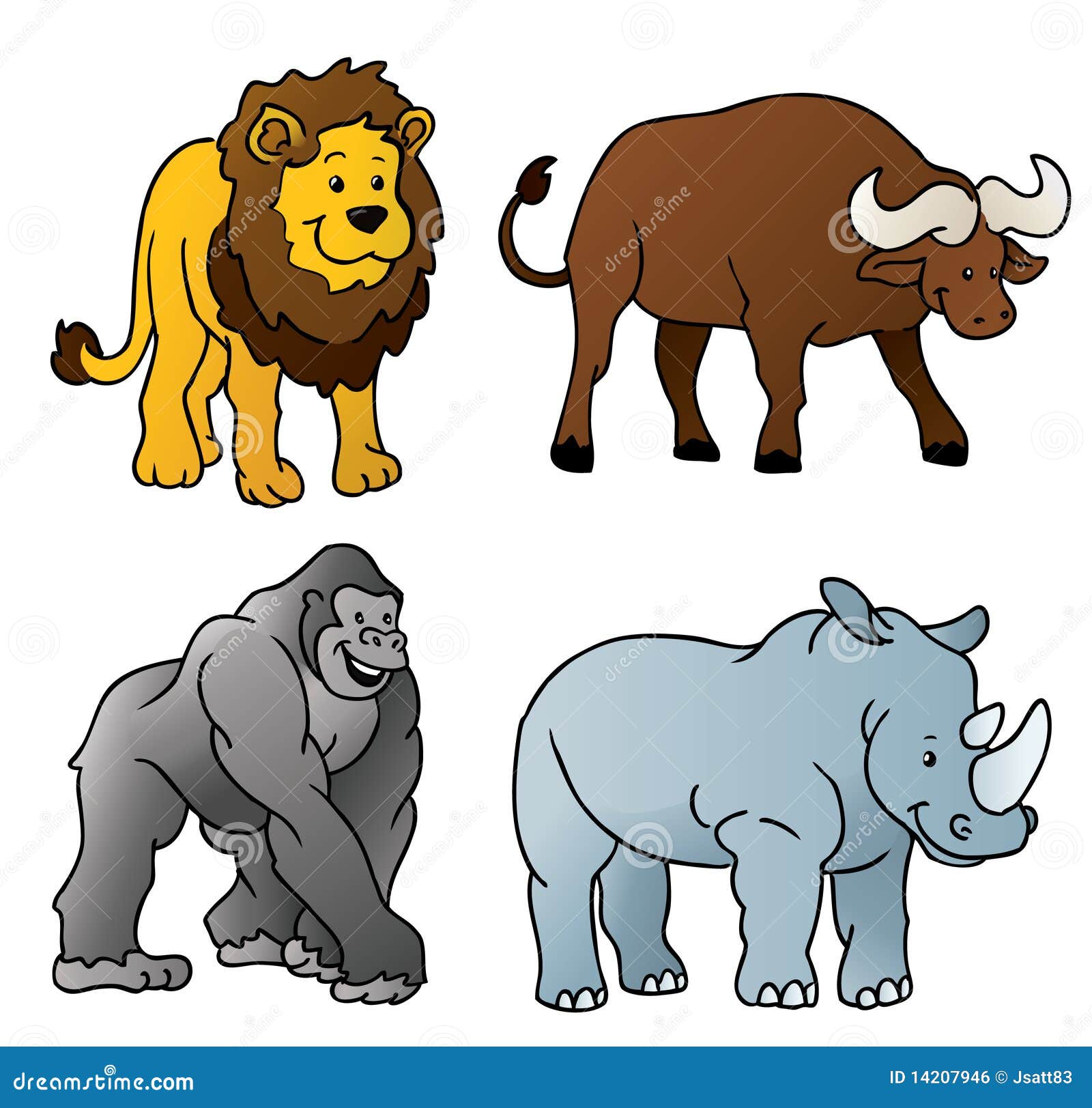 Wild Animals Cartoon stock vector. Illustration of gorilla - 14207946