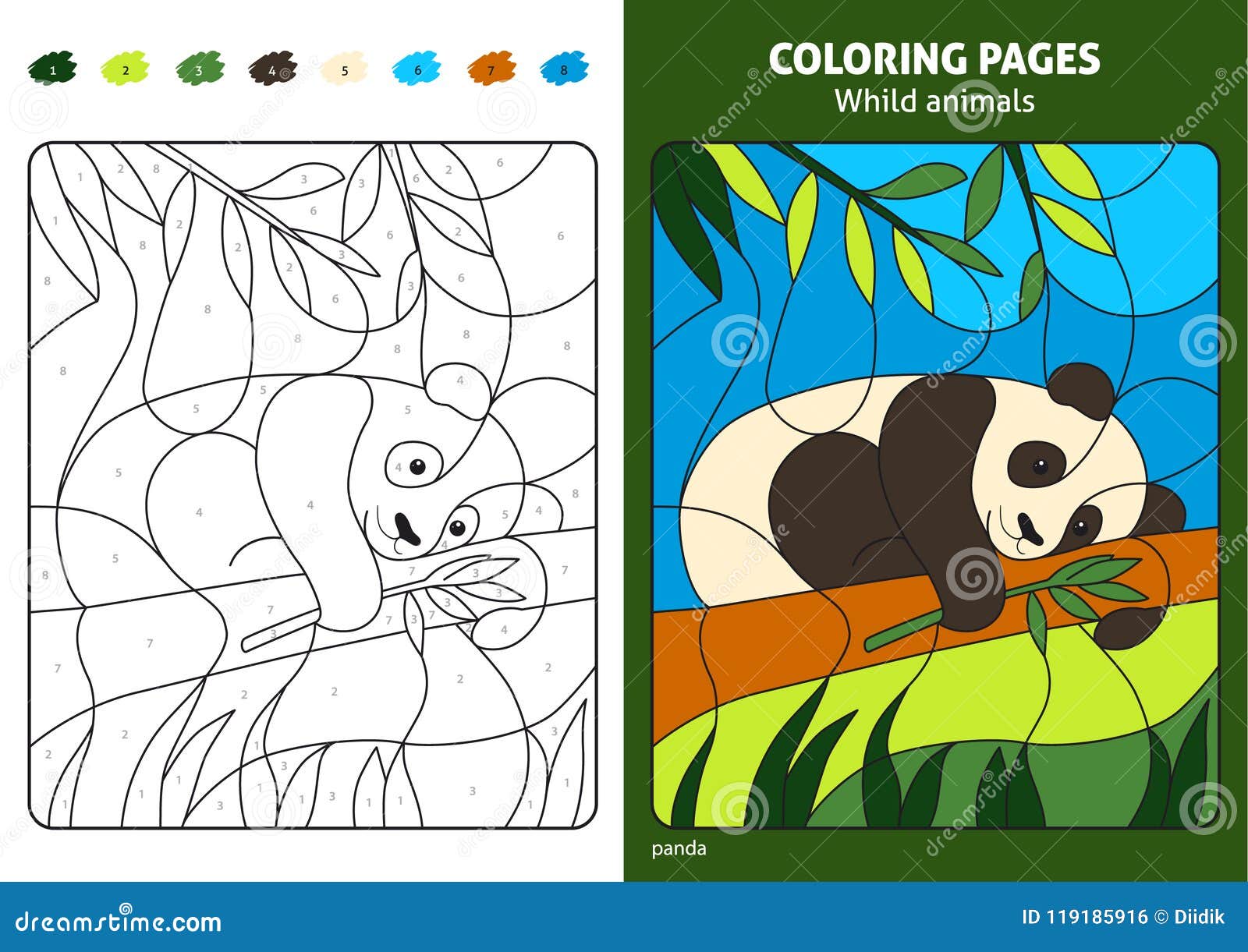 Wild Animals Coloring Page For Kids Panda Bear Stock Vector Illustration Of Page Bear 119185916