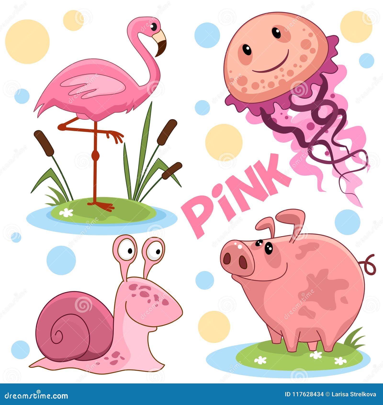 Wild Animals of Pink Color. Stock Vector - Illustration of lovely, pink: 117628434 Wild Animals of Pink Color. Stock Vector - Illustration of lovely, pink: 117628434