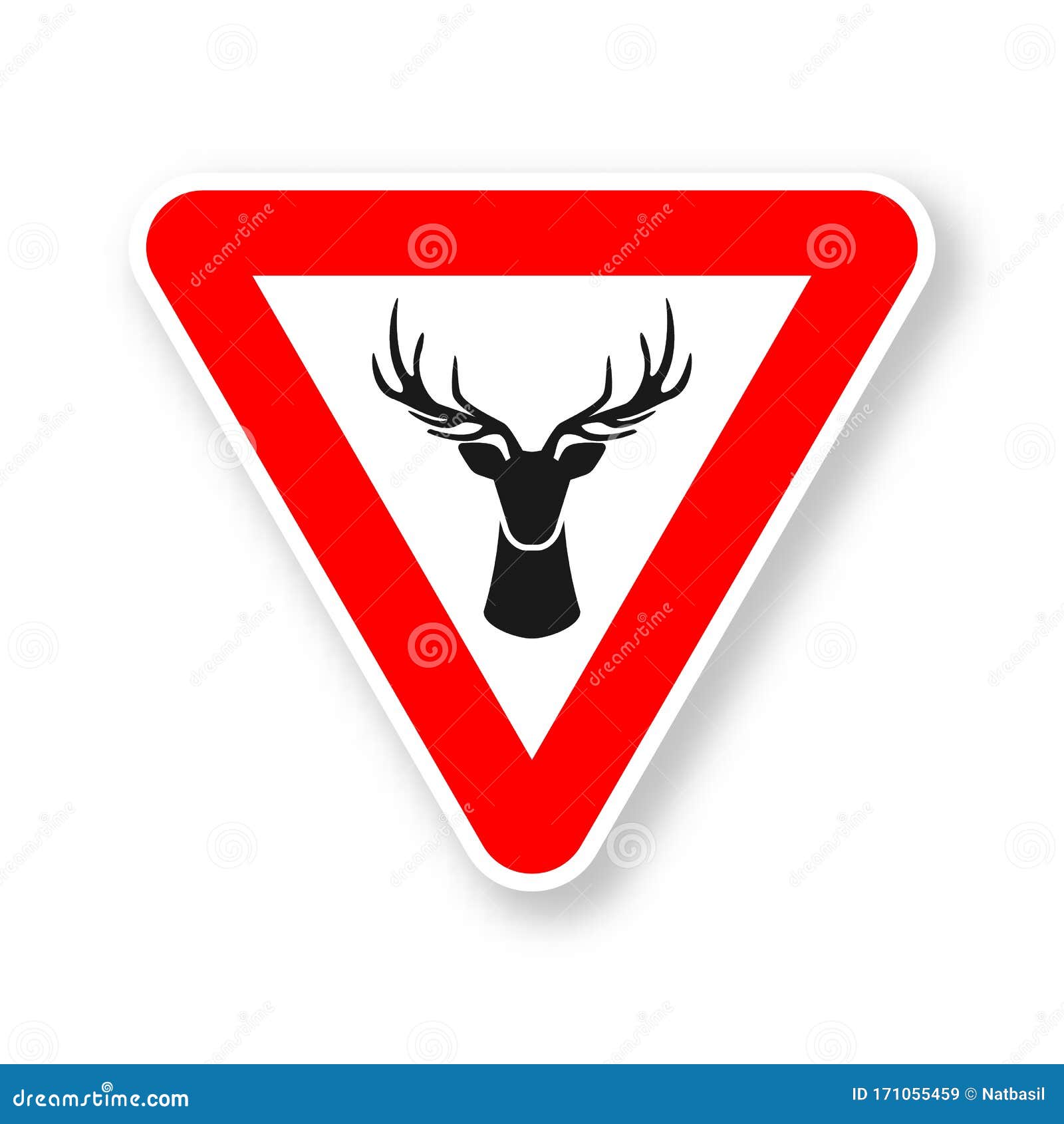 Wild Animals Road Sign. Silhouette of Deer Head Stock Vector - Illustration  of graphic, frame: 171055459