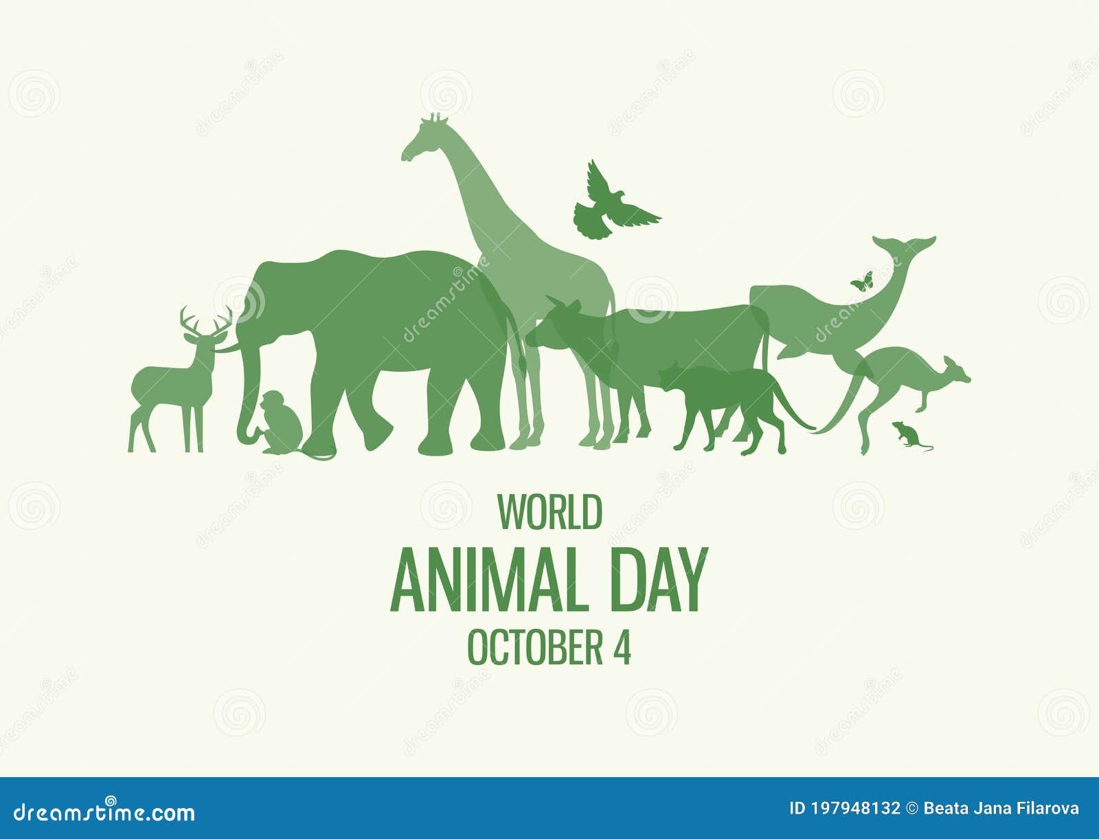 World Animal Day Poster with Green Silhouettes of Wild Animals Icon Vector  Stock Vector - Illustration of conservation, environmental: 197948132