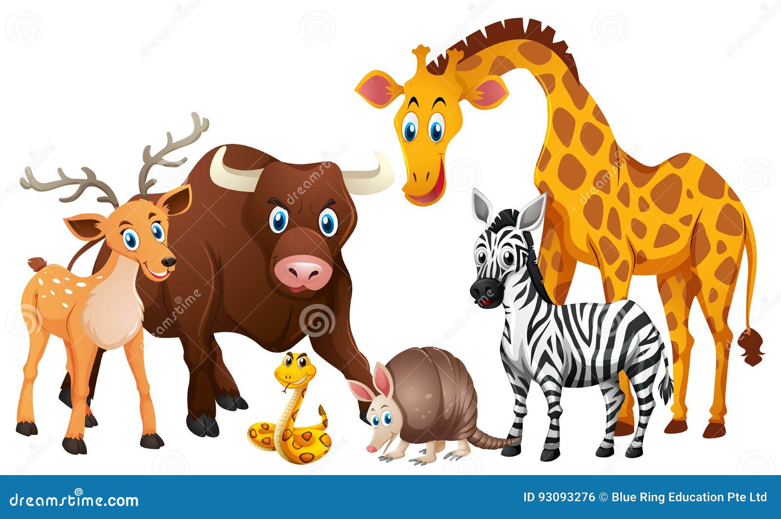 Wild Animals on White Background Stock Vector Illustration of clipart