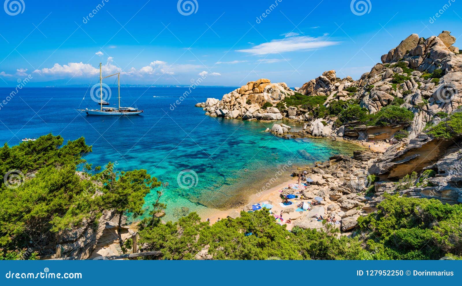 wild beach cala spinosa of capo testa, santa teresa di gallura village, sardinia island, italy