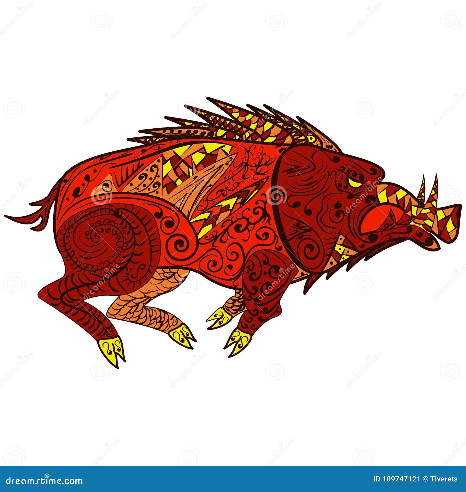 Wild Boar Animal In Doodle Style Zentangle Stock Vector