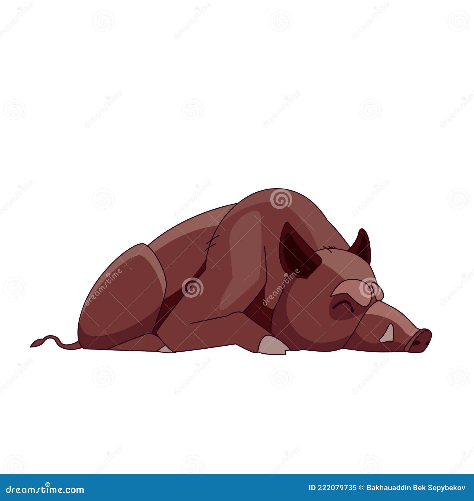 Wild Boar Sleeping or Dead. Cartoon Character of an Adult Mammal Animal. a  Wild Forest Creature with Brown Fur Stock Vector - Illustration of europe,  black: 222079735