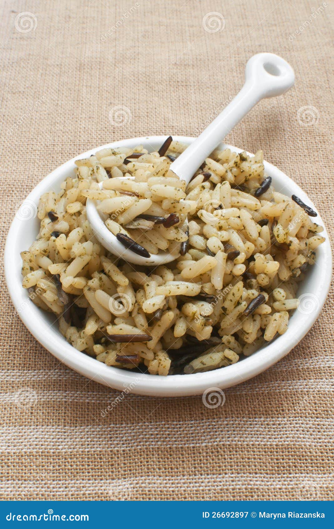 Wild brown rice cooked stock image. Image of spoon, cereal - 26692897