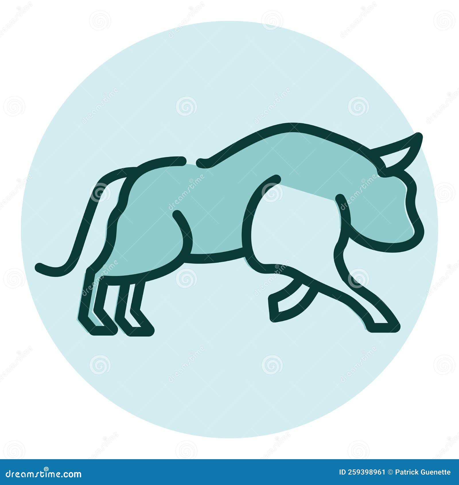 Wild bull, icon stock vector. Illustration of wild, graphic 259398961