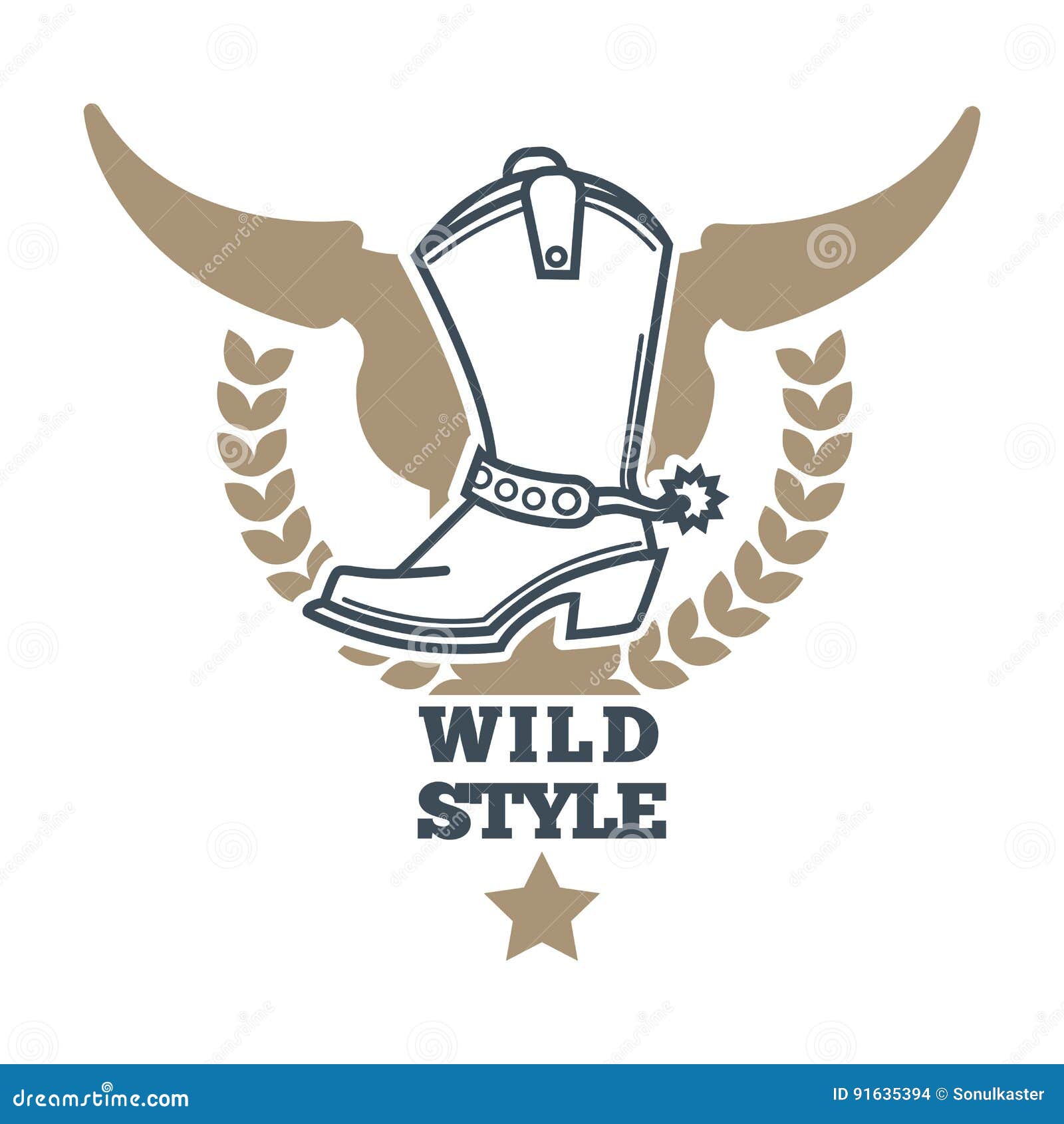 Wild Cowboy Style Colorful Logo Icon on White Stock Vector ...