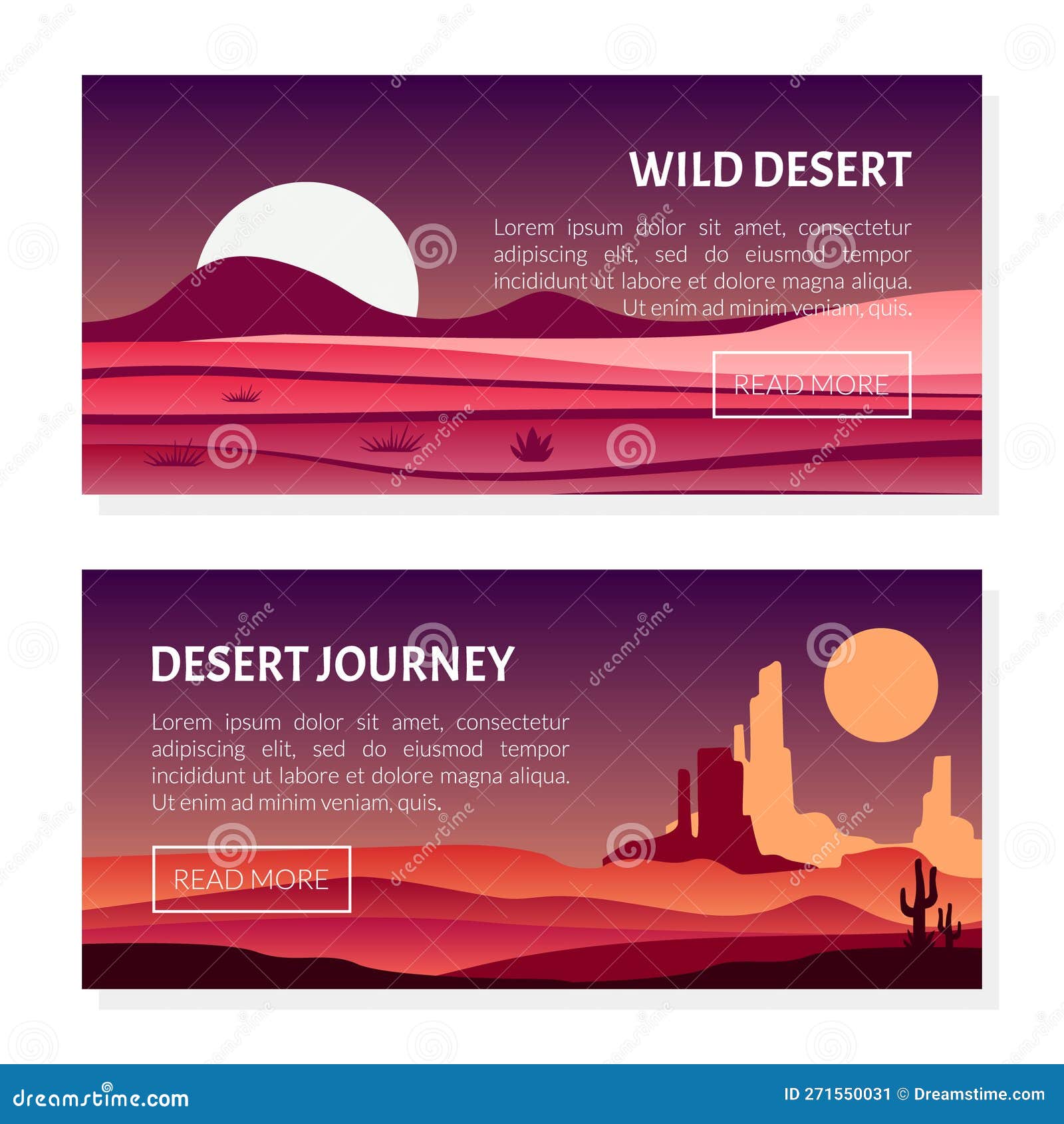 Wild Desert Trip and Travel  Banner Design with Sand and Cactus