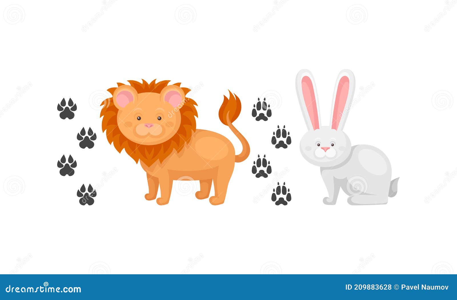 Wild and Domestic Animal with Rabbit and Lion and Their Footprints Vector Set Stock Vector - Illustration of domestic, trail: 209883628 Wild and Domestic Animal with Rabbit and Lion and Their Footprints Vector Set Stock Vector - Illustration of domestic, trail: 209883628