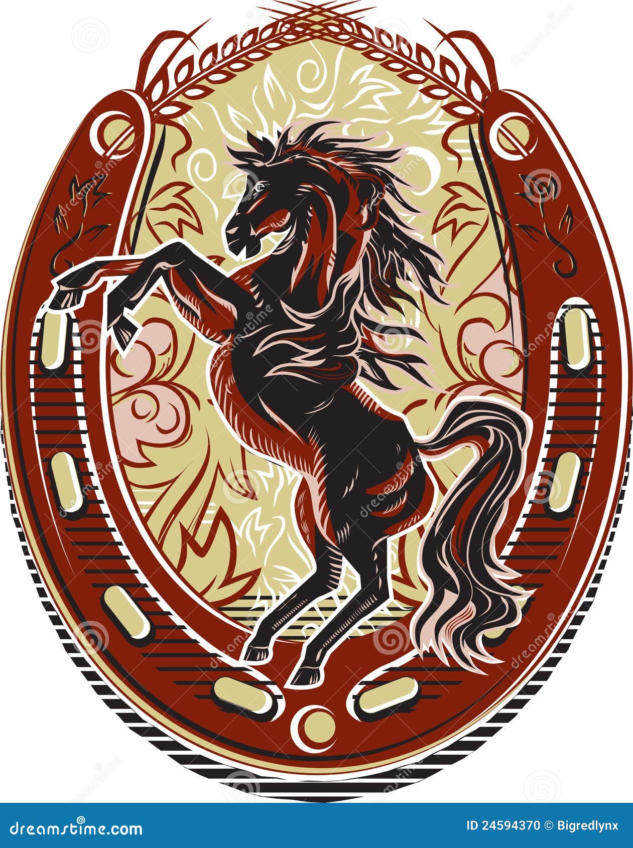 Wild Horse Western Crest stock vector. Illustration of design 24594370