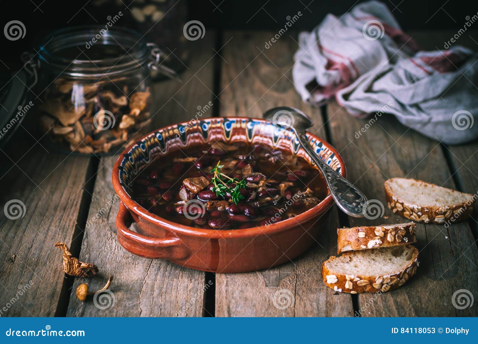 Wild Mushroom and Kidney Bean Soup Stock Image Image of porcini