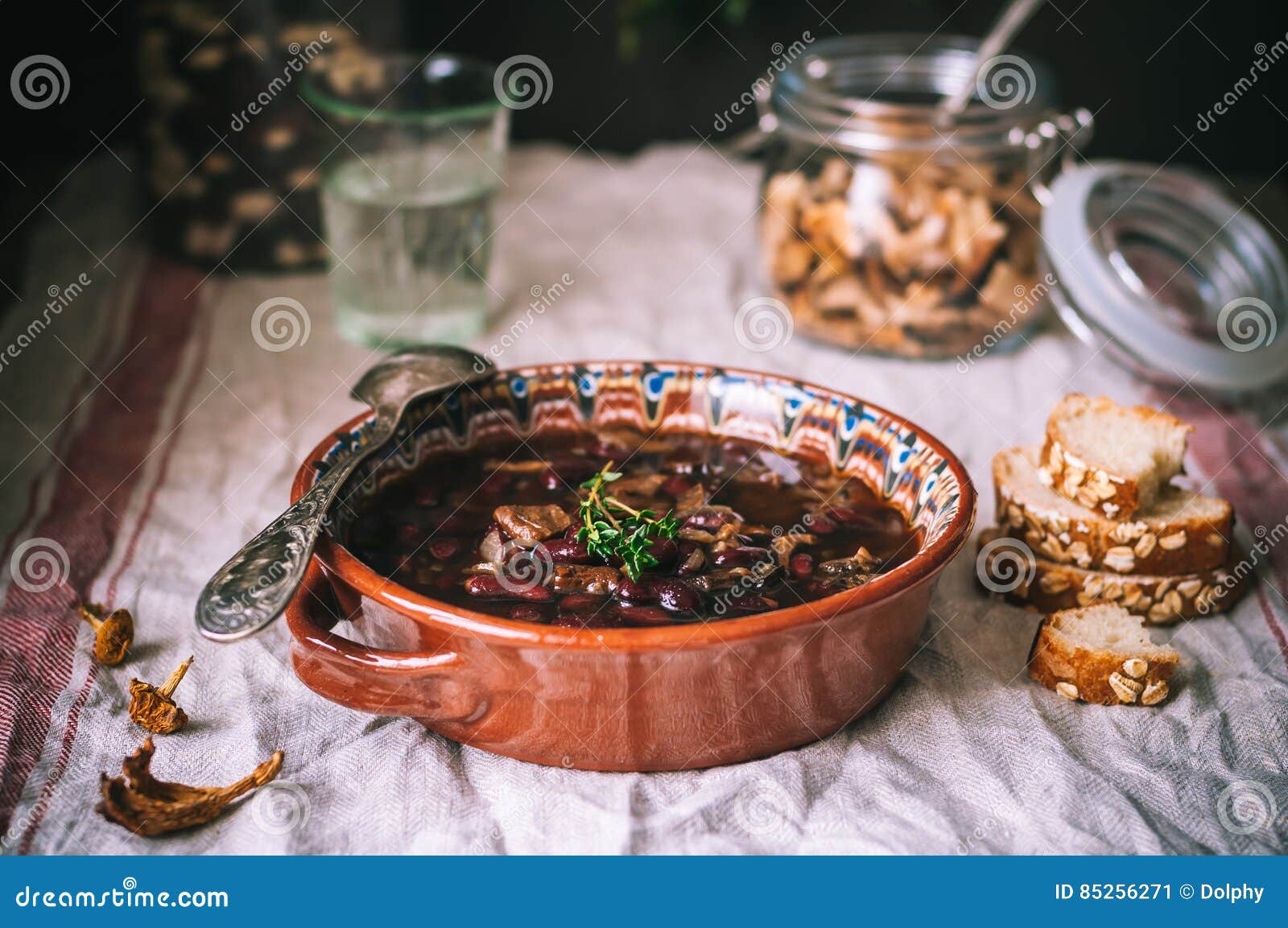 Wild Mushroom and Kidney Bean Soup Stock Image Image of polish