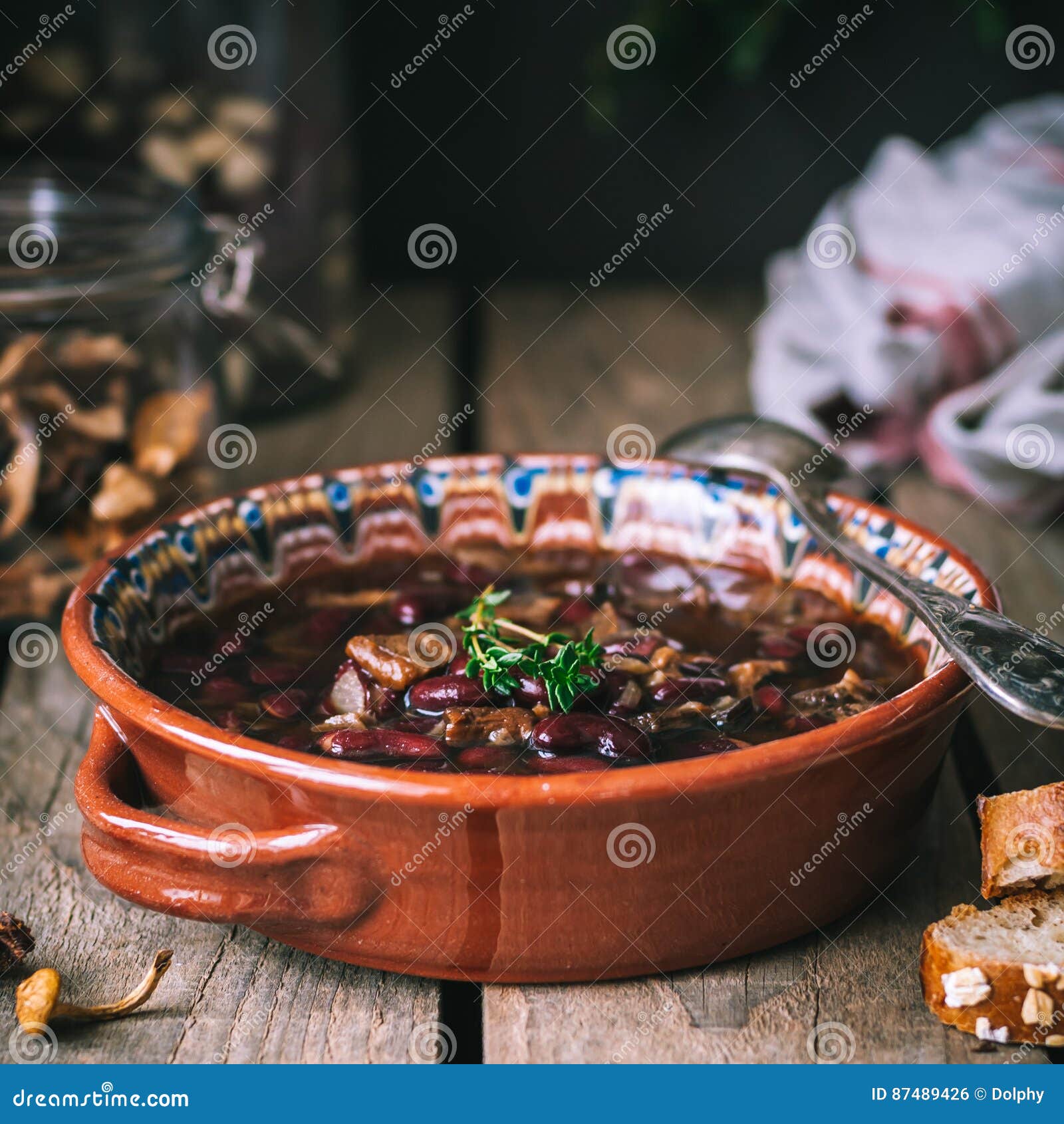 Wild Mushroom and Kidney Bean Soup Stock Photo Image of fall, cuisine