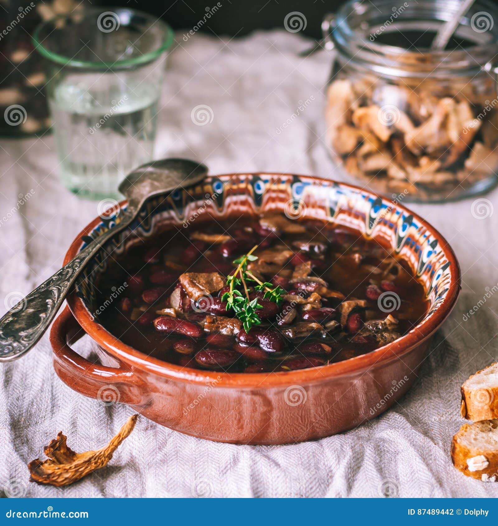 Wild Mushroom and Kidney Bean Soup Stock Photo Image of fungus, fall