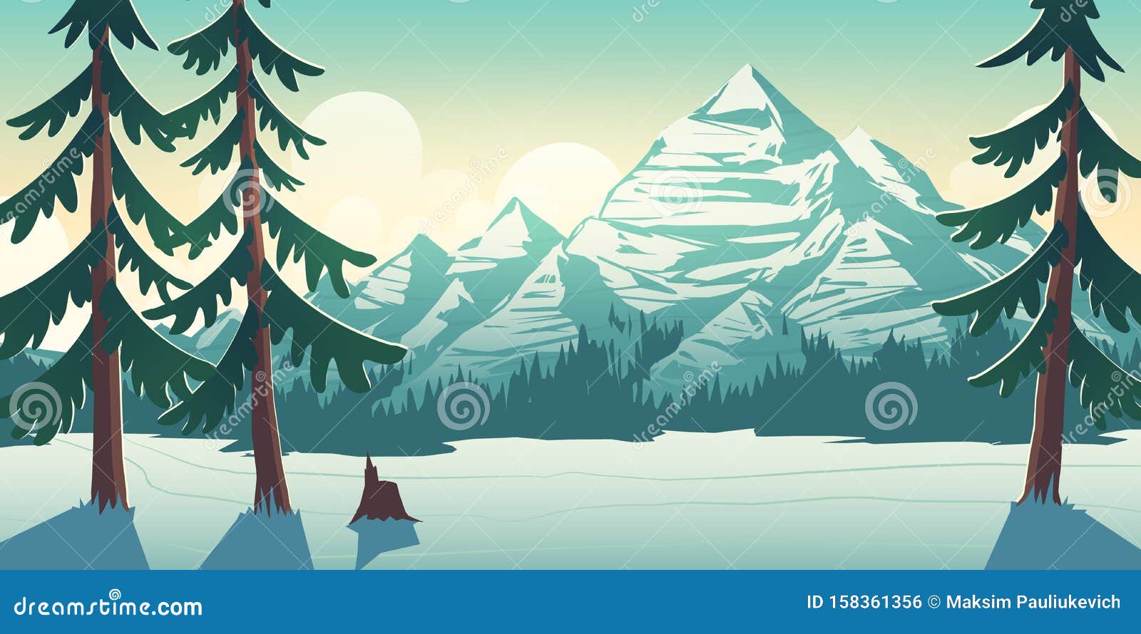 Download National Park Winter Landscape Cartoon Vector Stock Vector - Illustration of outdoor, national ...