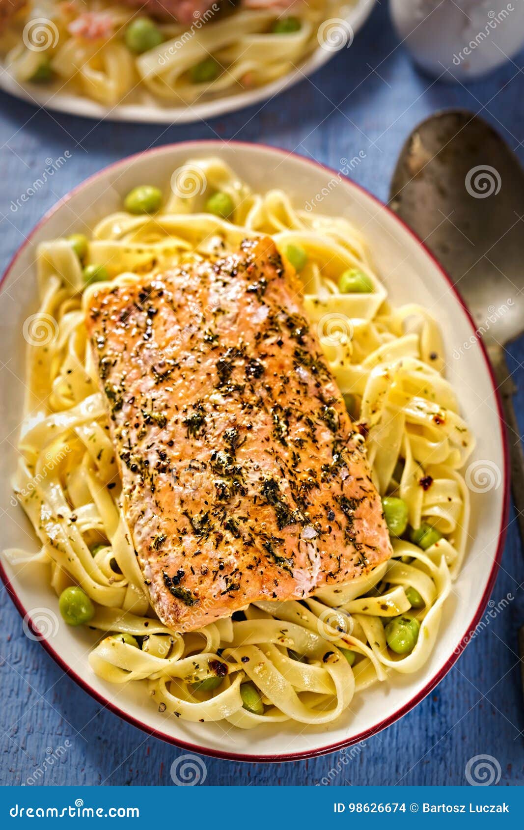 Wild Pink Salmon Fillet in Lemon, Dill Sauce Stock Photo - Image of ...