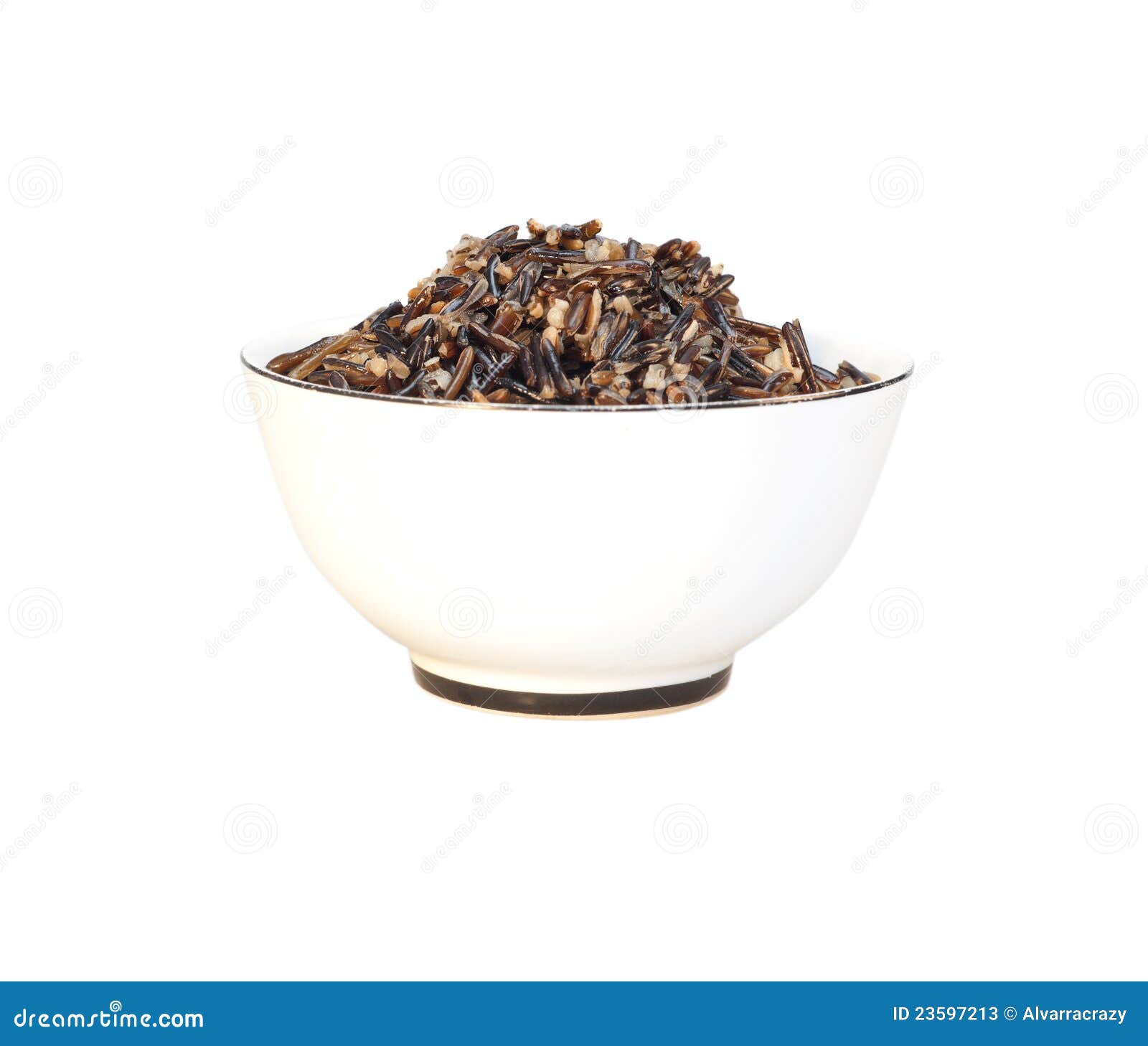 Wild Rice in Bowl Isolated on White Stock Image Image of cooked