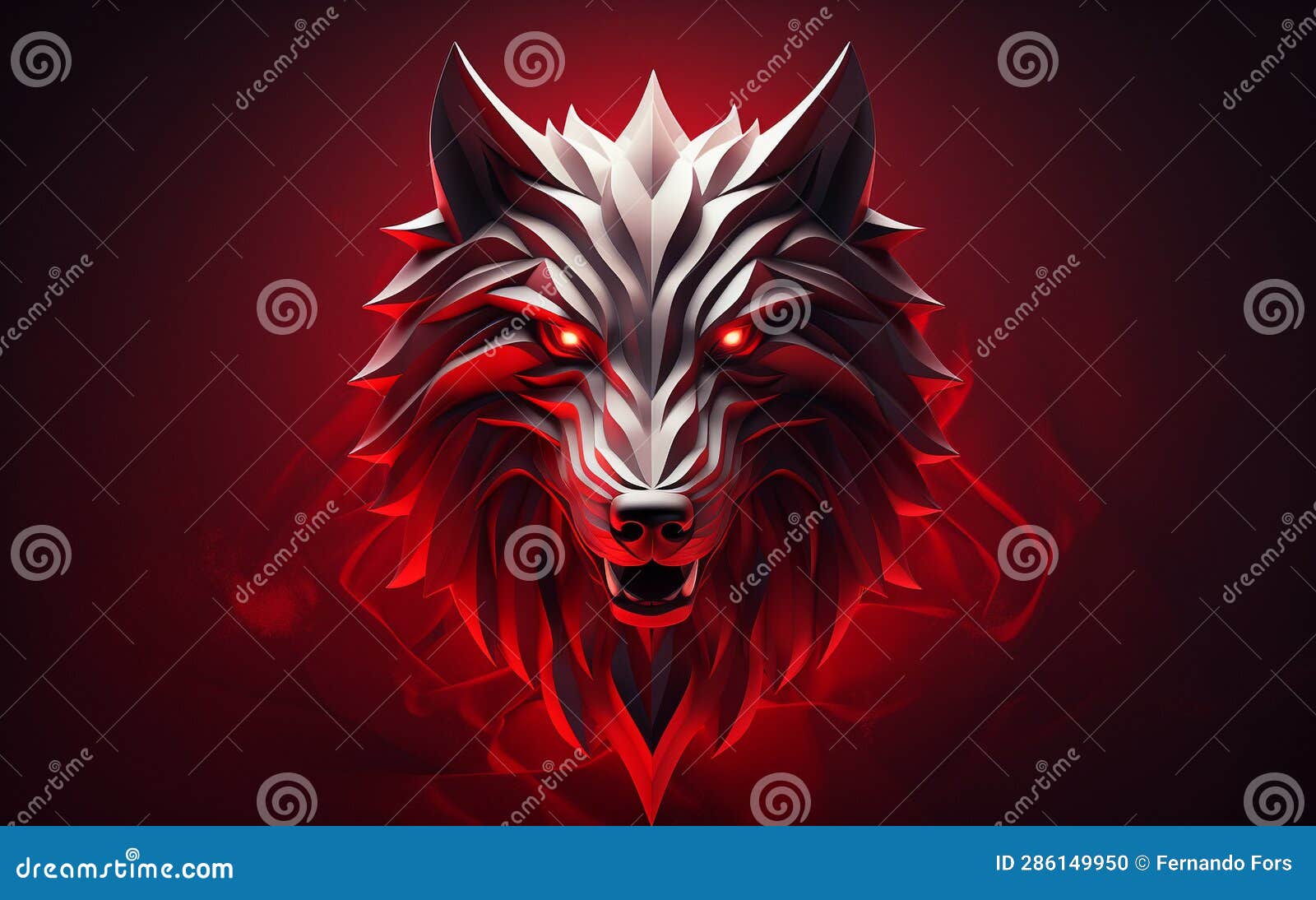 Wild Spirit: 3D Red Wolf Logo Crafted by AI Stock Illustration ...