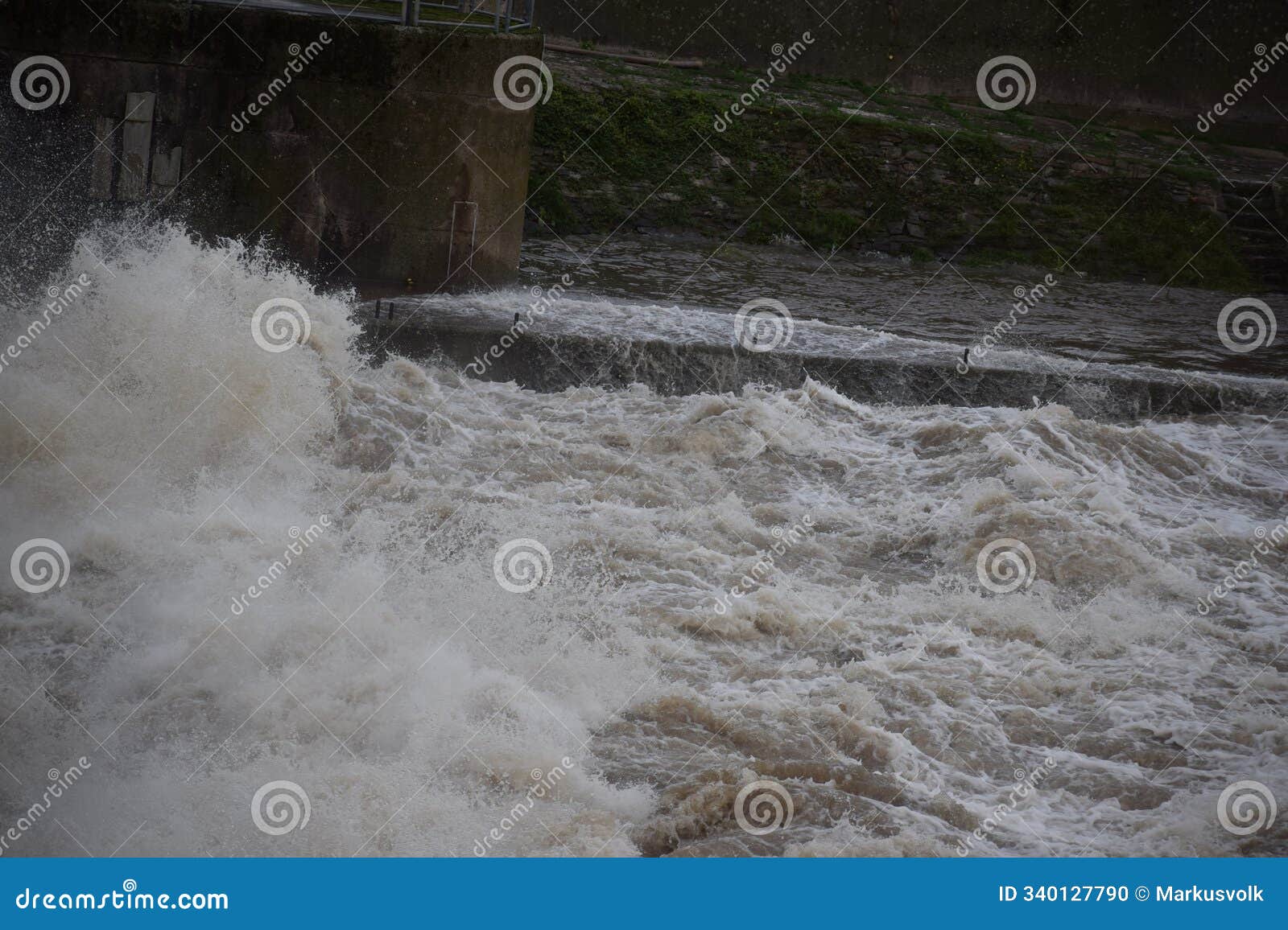 muddy flood water waves, crashing waves