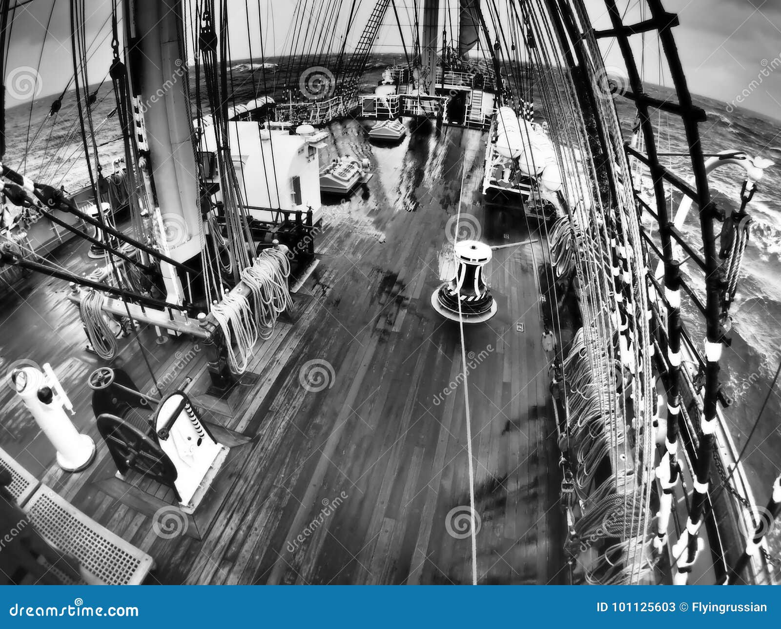 wild weather at sea on a traditional tallship or sailing vessel