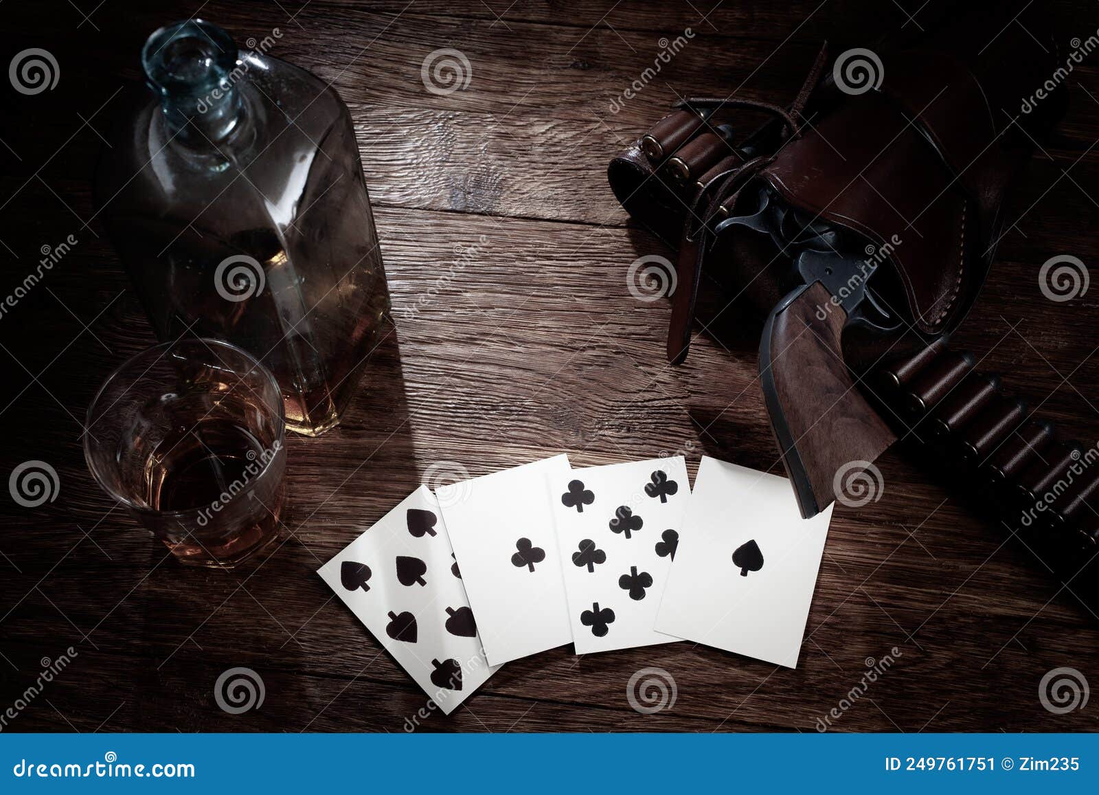 wild west gambling. dead man`s hand. two-pair poker hand consisting of the black aces and black eights, held by old west folk her