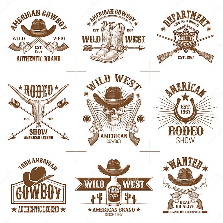 Wild West Logos Vector Collection 2 Stock Vector - Illustration of ...