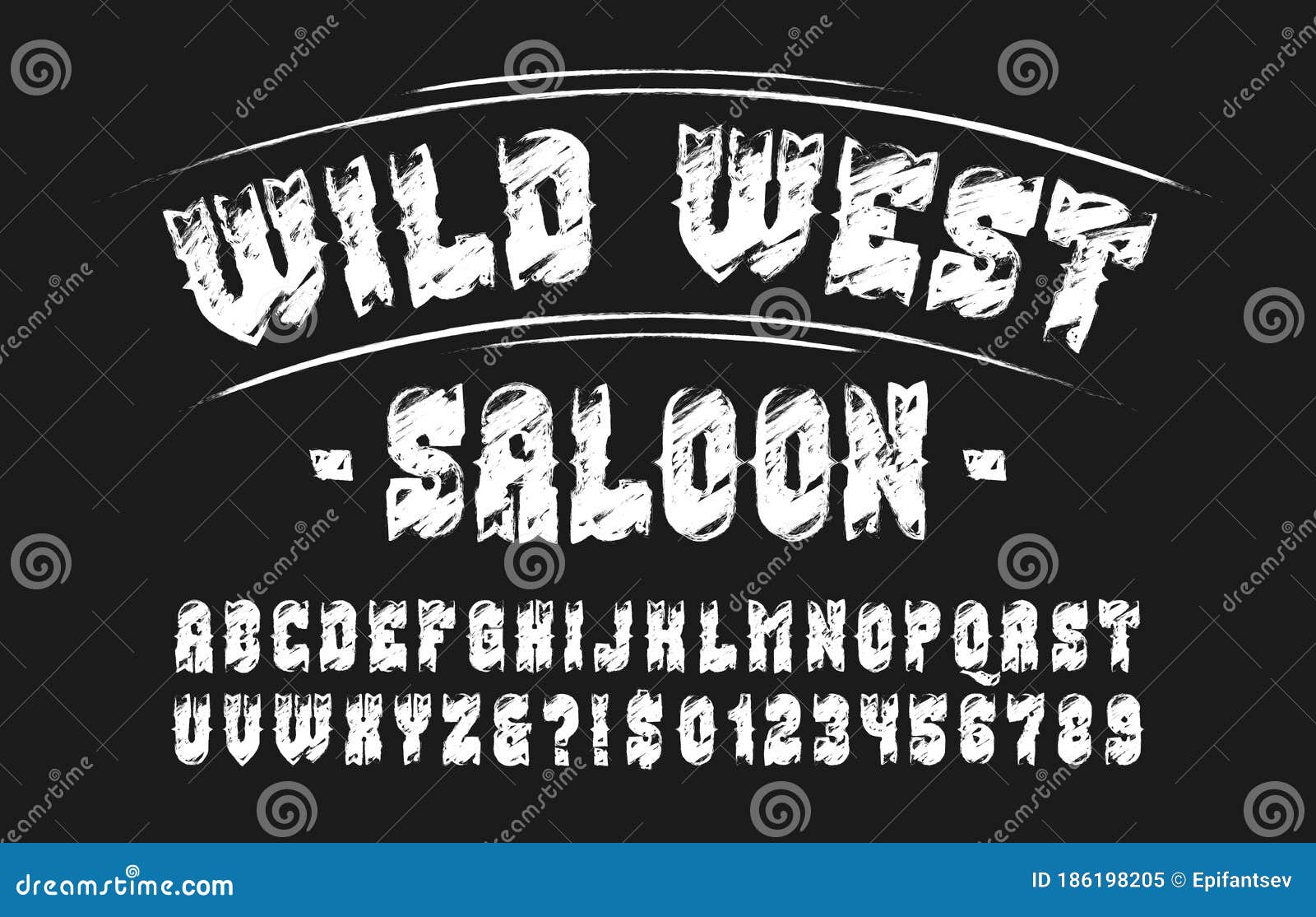 Wild West Saloon Alphabet Font Hand Drawn Letters Numbers And Symbols Stock Vector Illustration Of Drawn Distressed