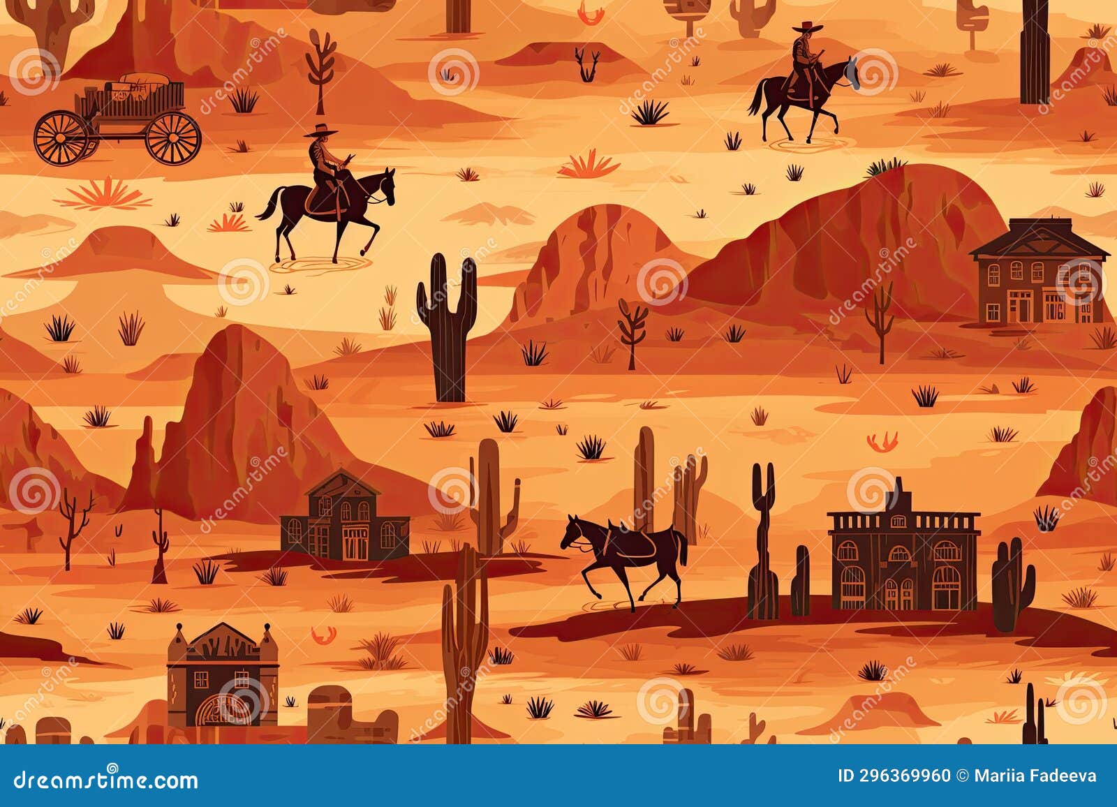 Wild West Theme in Patterns. in Unexpected Color Palettes. on a Dark ...