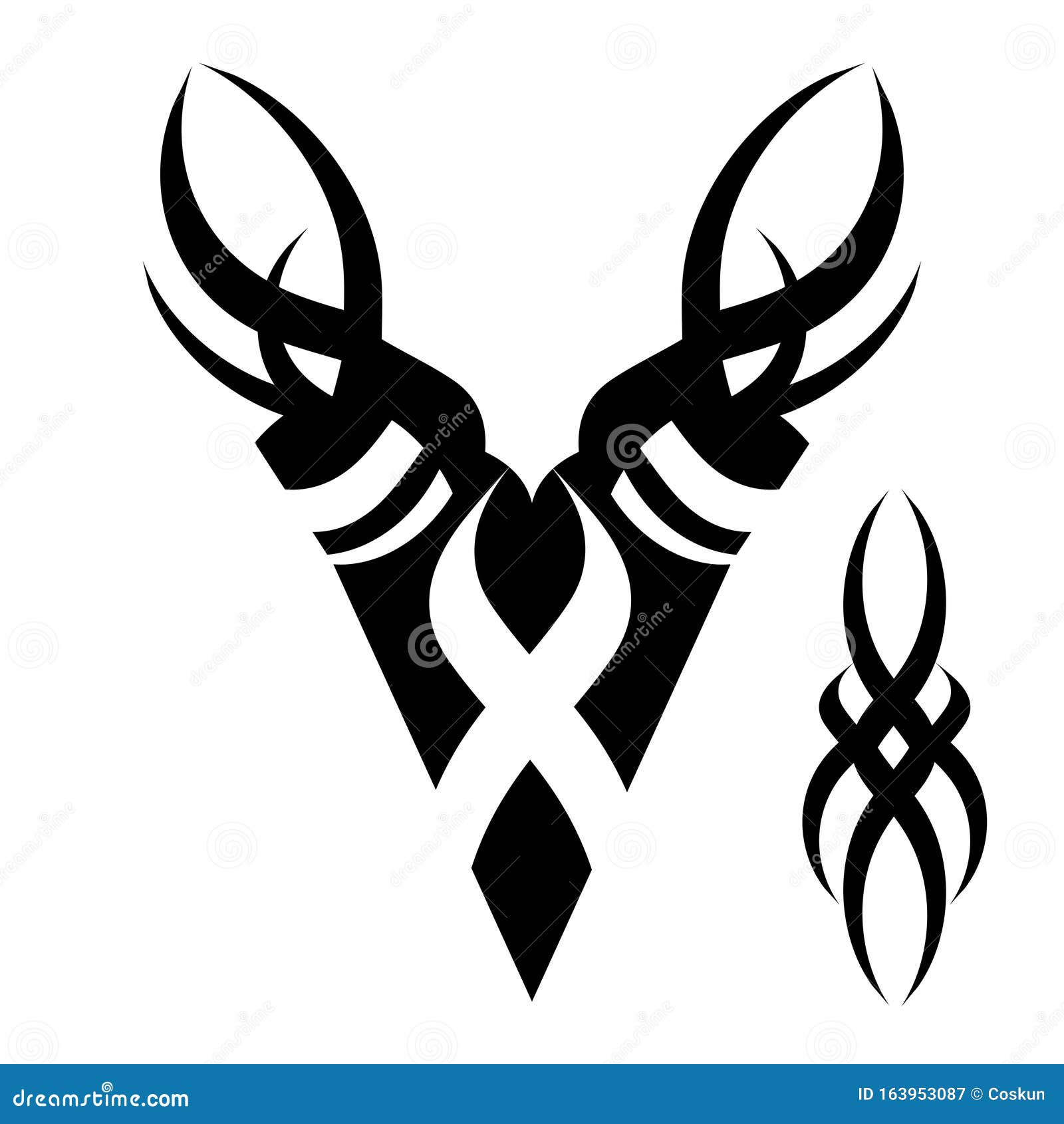 Wolf and symmetric tribals Royalty Free Vector Image