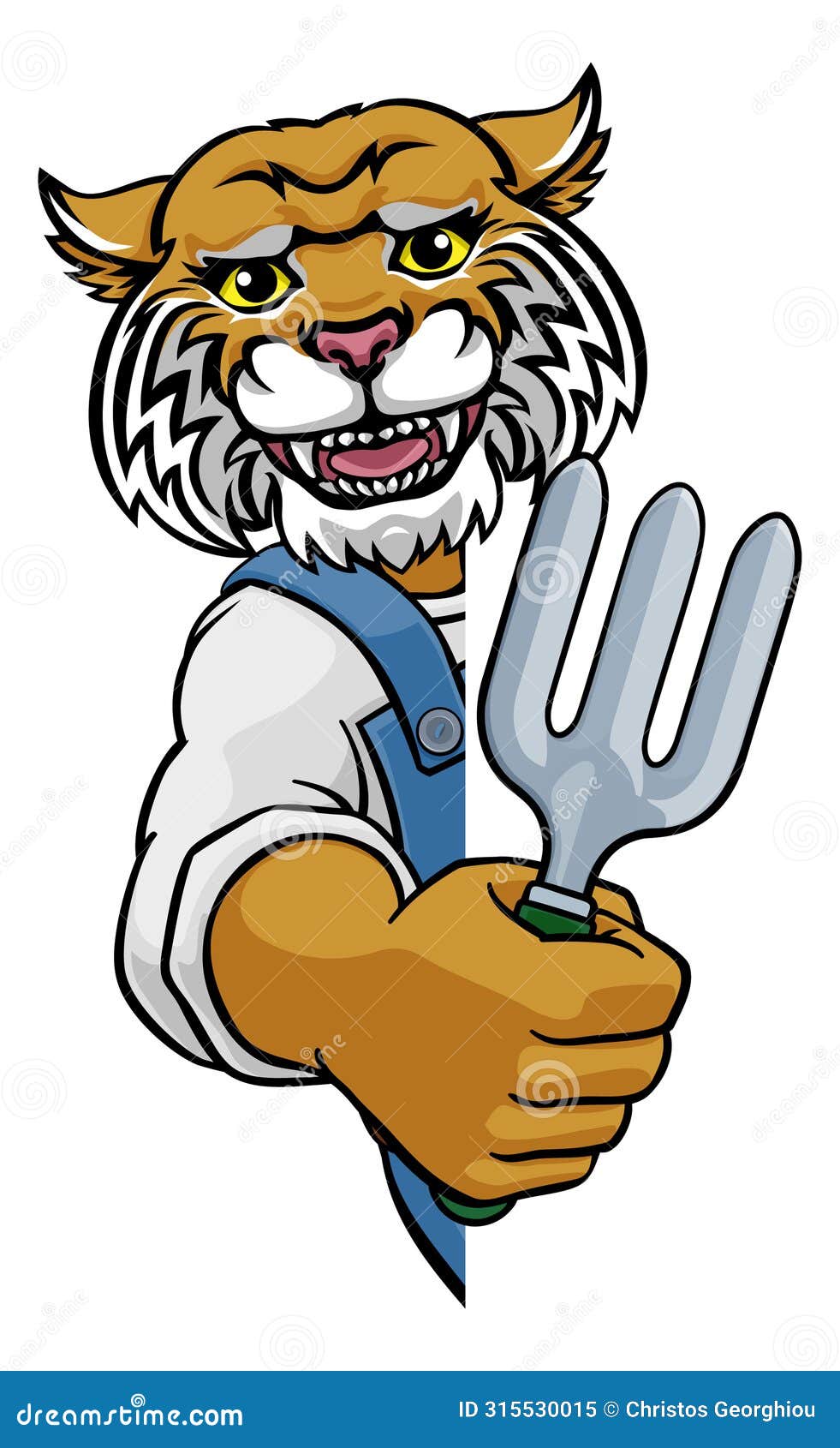 wildcat gardener gardening animal mascot