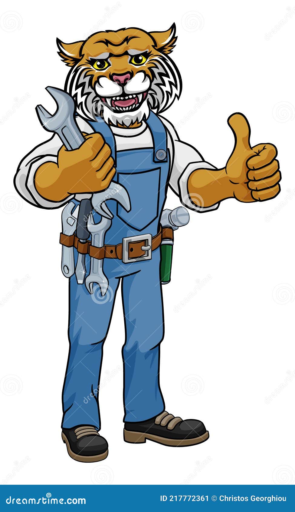 wildcat plumber or mechanic holding spanner