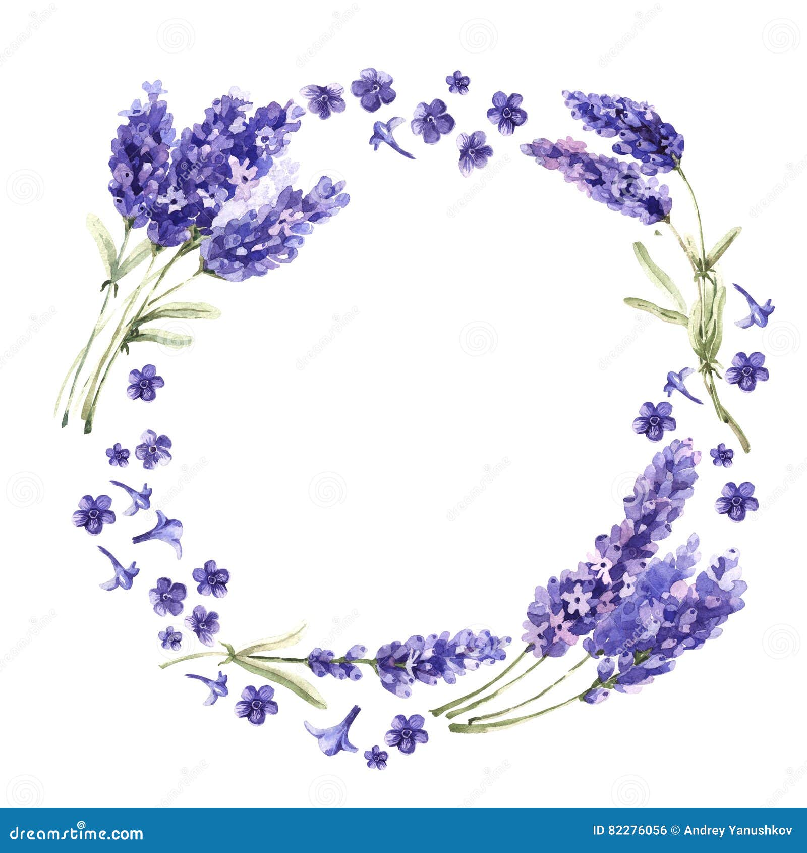 wildflower lavender flower wreath in a watercolor style .