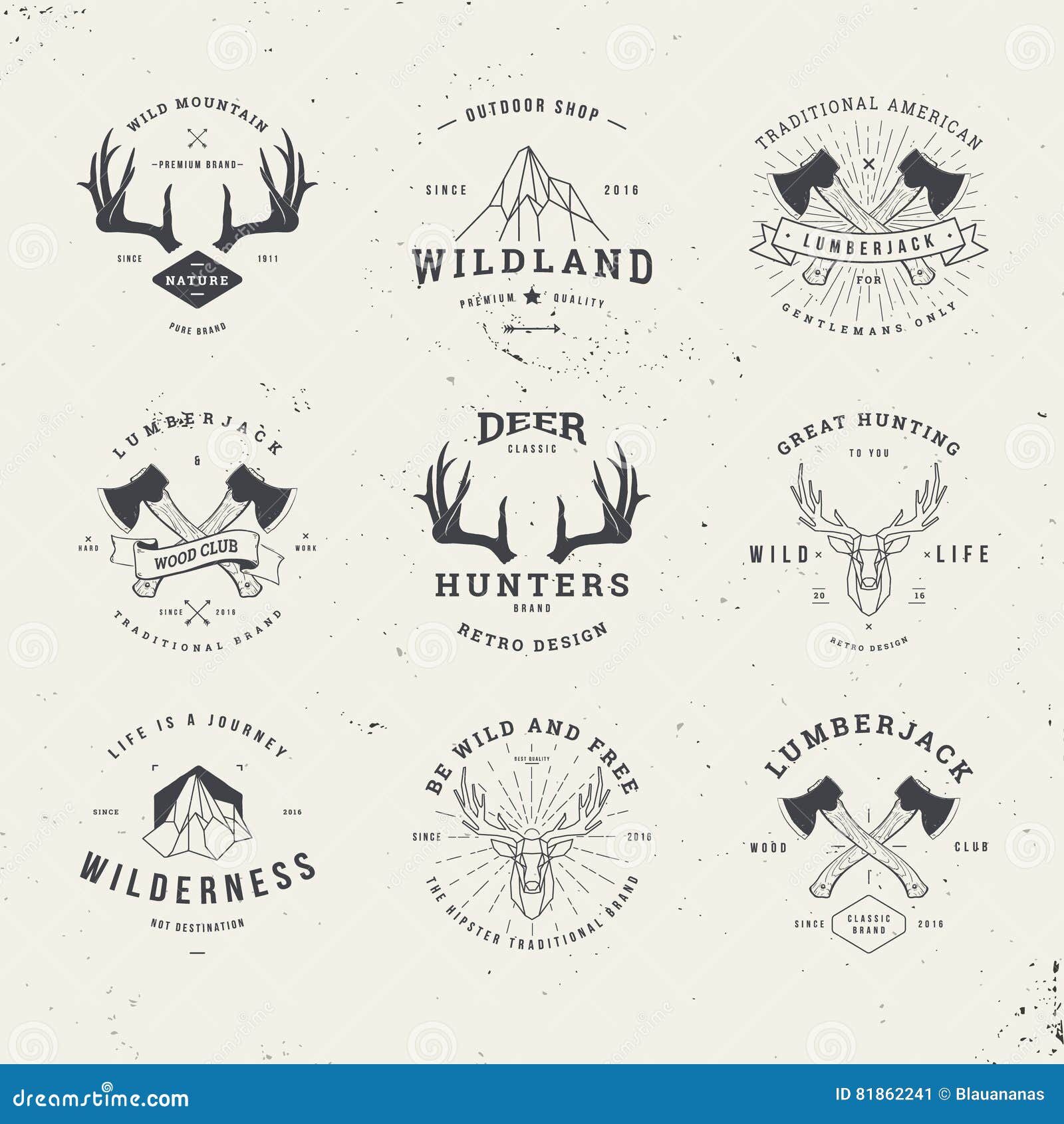 wildlife hunters logo set