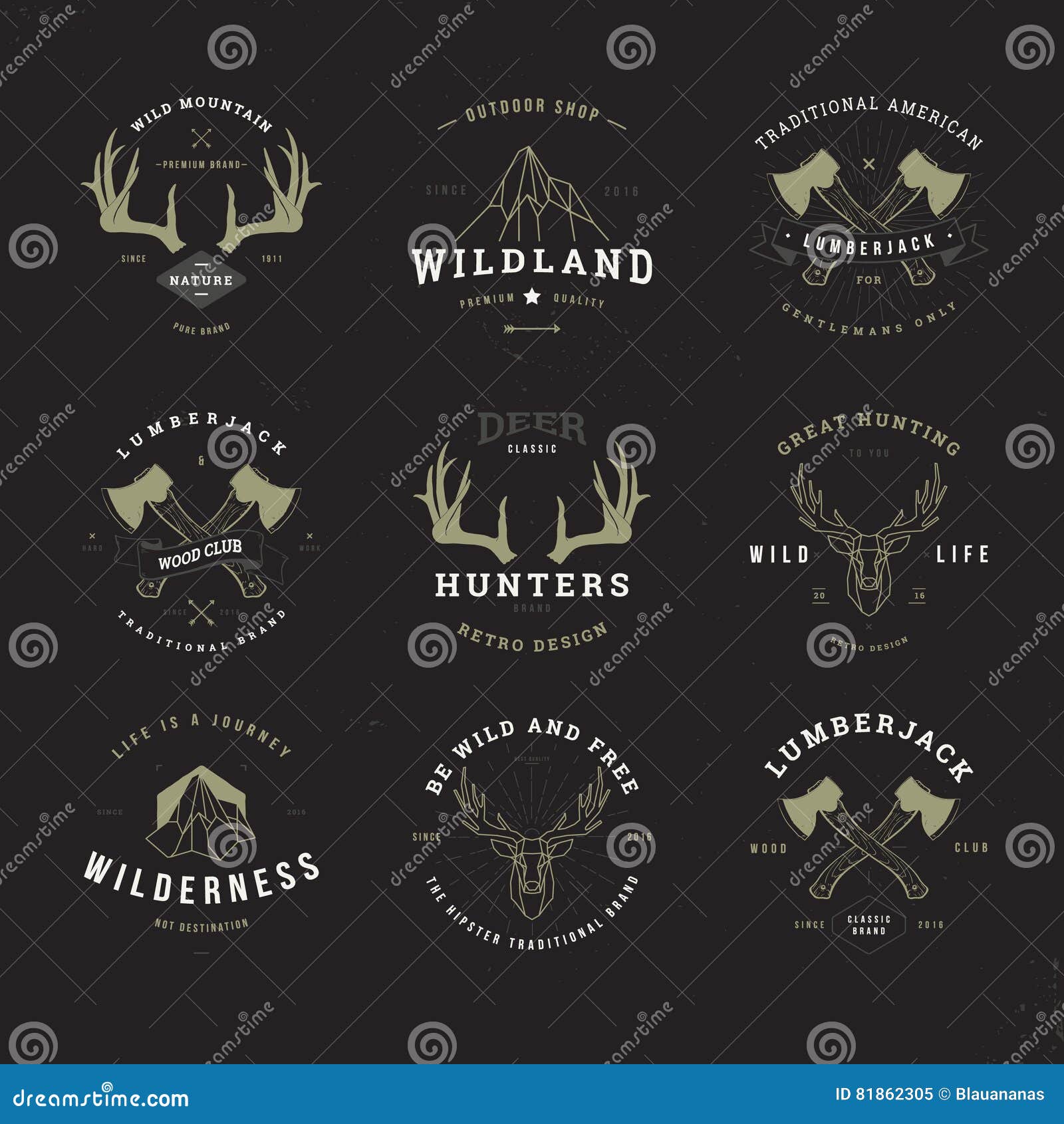 wildlife hunters logo set invert
