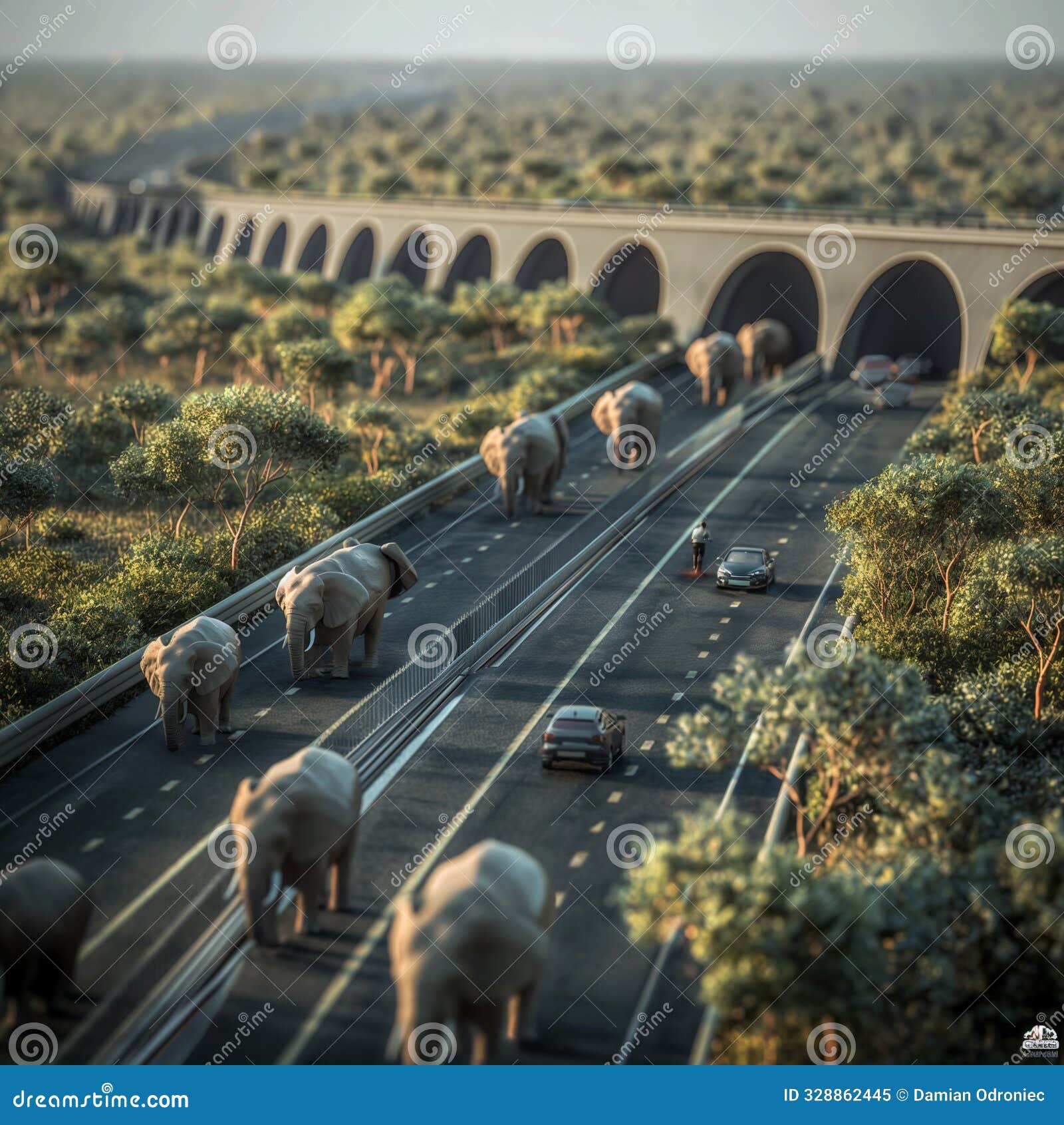 wildlife overpass in a scenic desert landscape