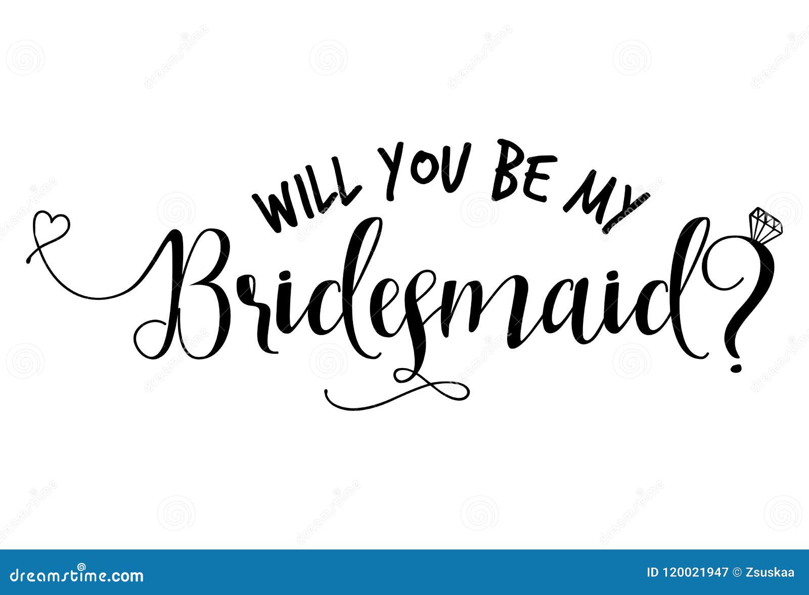 Will You Be My Bridesmaid Hand Lettering Typography Stock Vector Illustration Of Girlfriends Collection 120021947