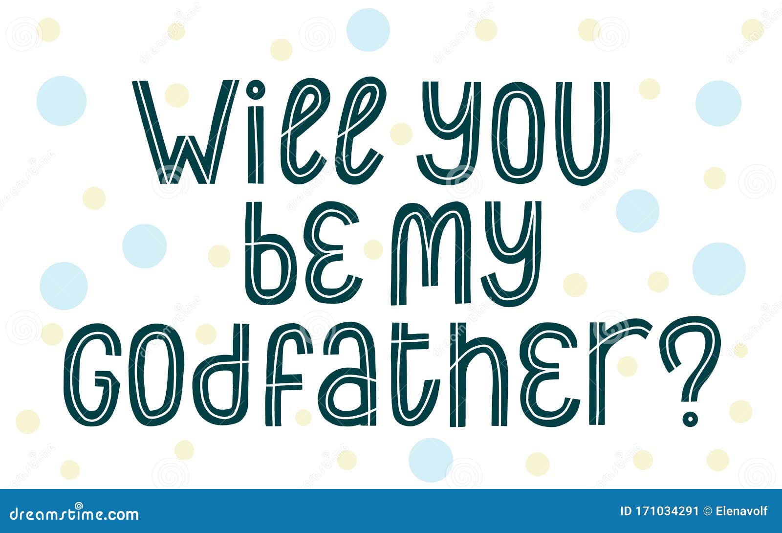 Will You Be My Godfather Phrase. Graphic Vector Proposal Card Stock