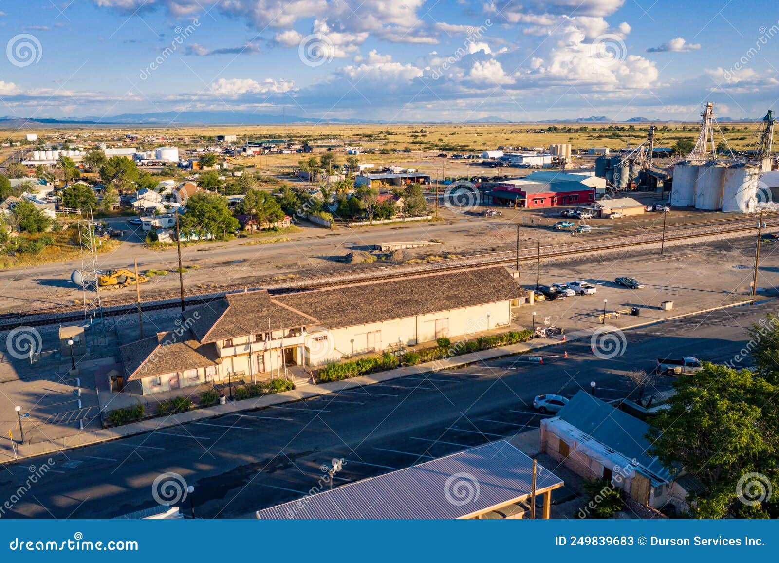Willcox Arizona Train Station and Grain Silos Editorial Stock Photo