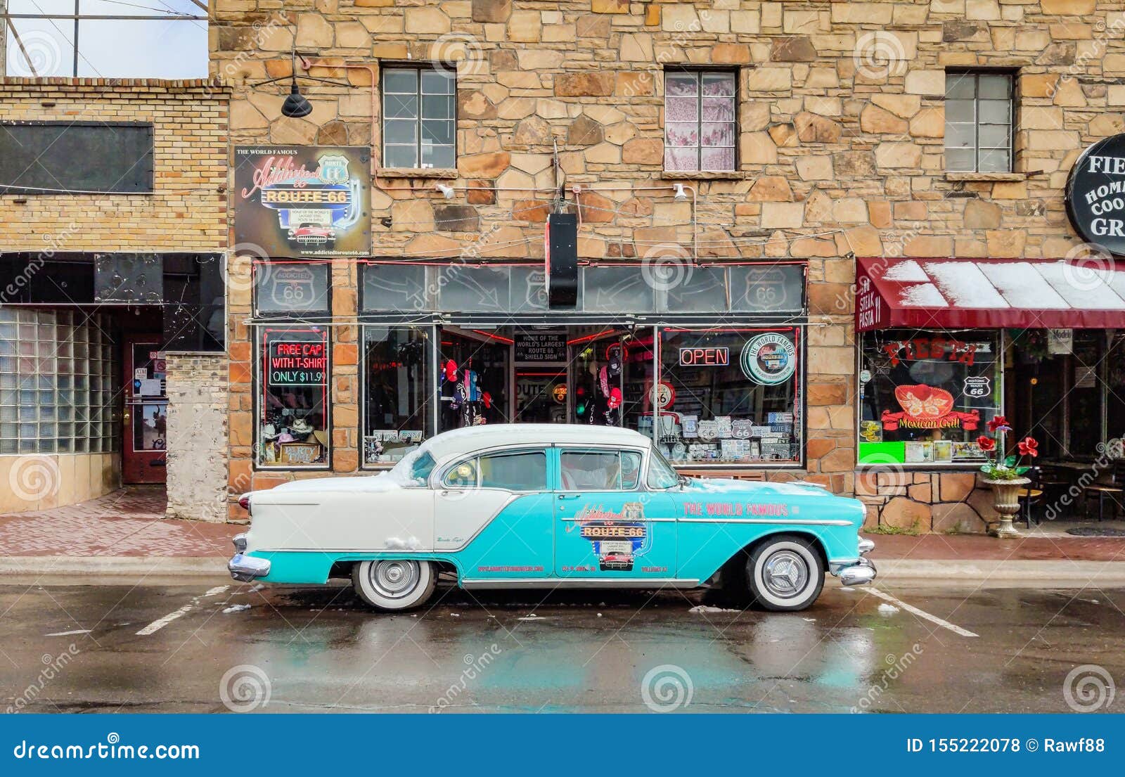 Antique car-old store front-Route 66-8x10 photo 