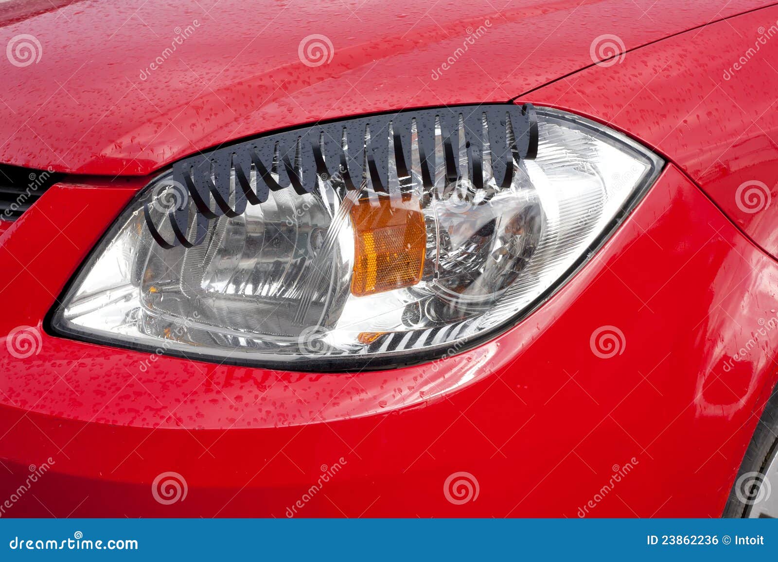 Wimpern über Auto-Scheinwerfer Stockfoto - Bild von scheinwerfer