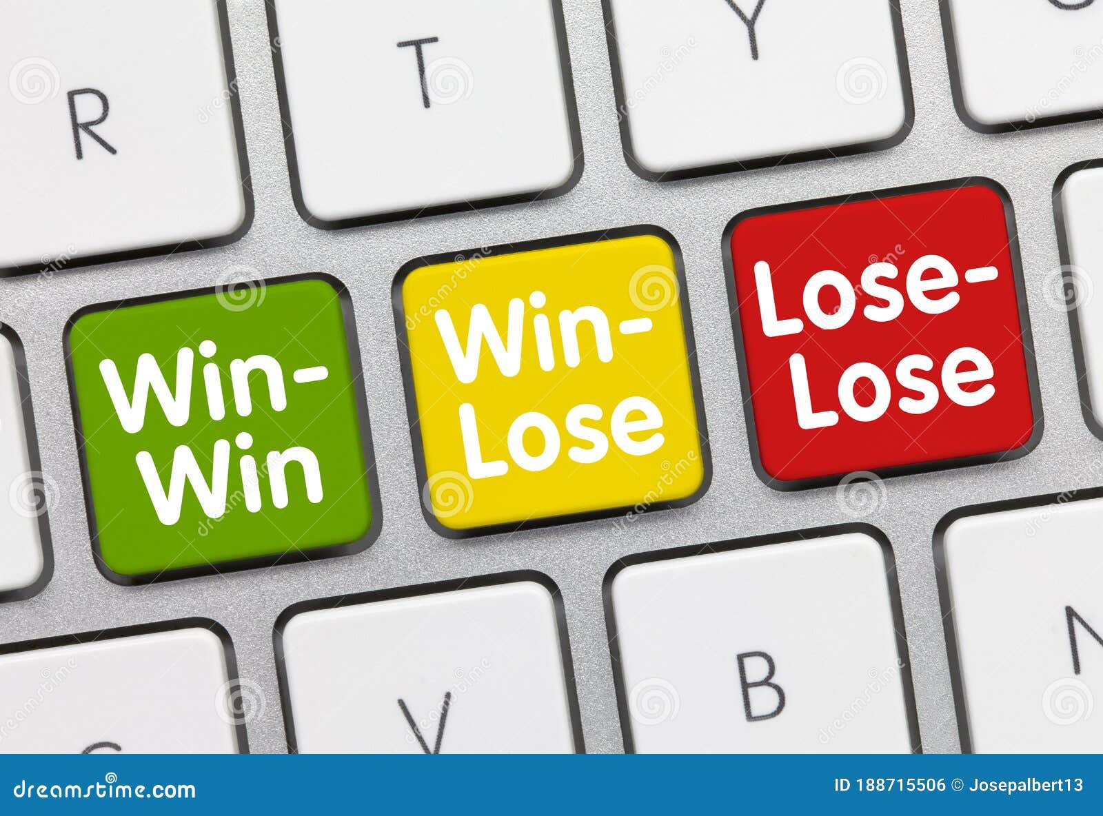 WinWin, WinLose, LoseLose Inscription on Green Keyboard Key Stock