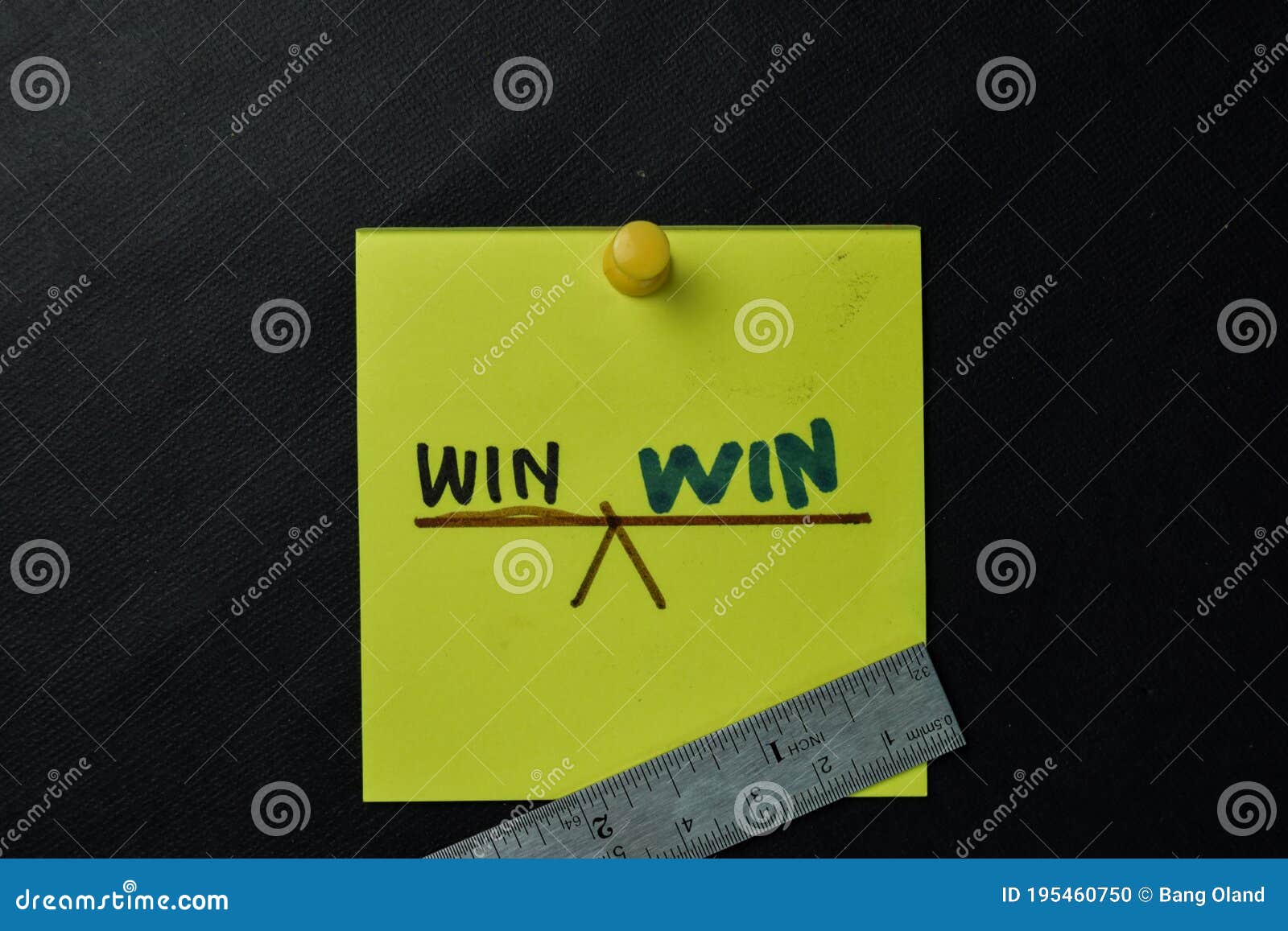 win win write on sticky notes  on office desk
