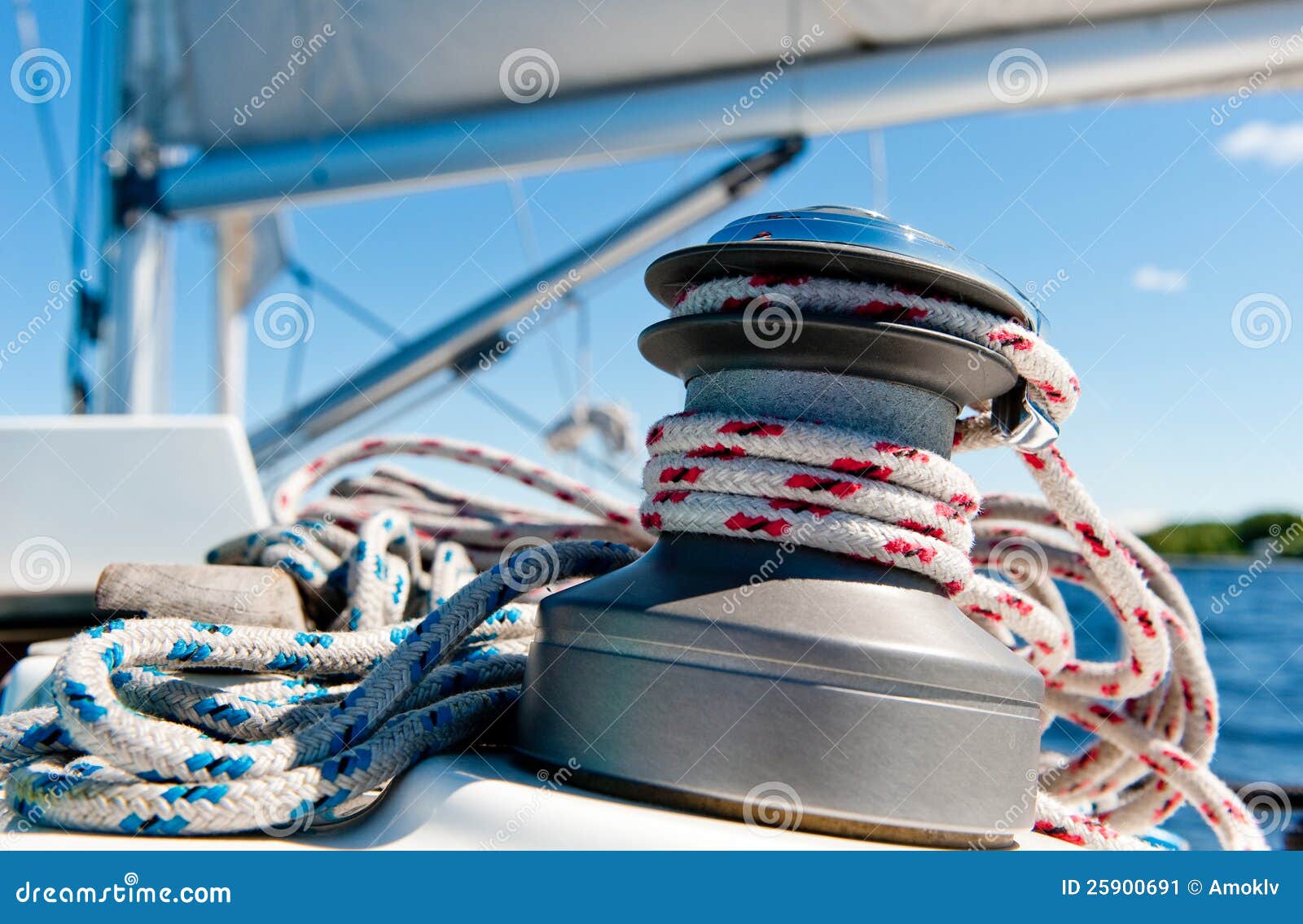 Winch with rope stock image. Image of rigging, deck, sail 25900691