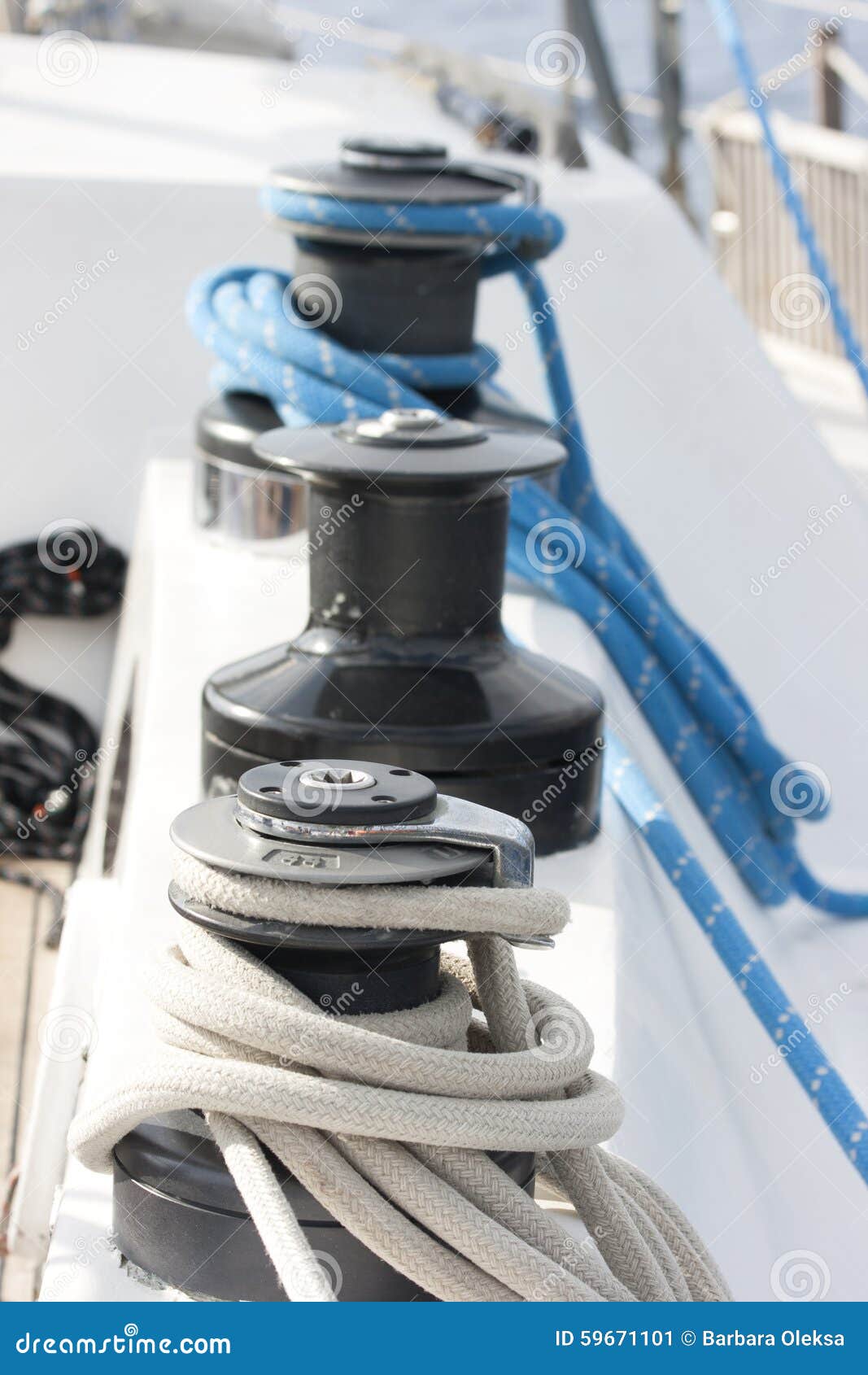 Winch with Rope on Sailboat Stock Image Image of luxury