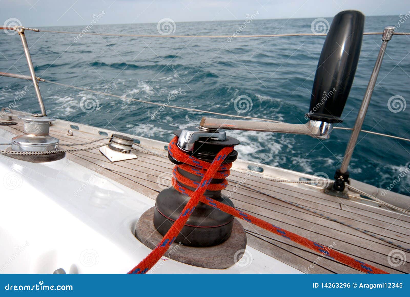 Winch with Rope on Sailing Boat Stock Photo Image of regatta, marine