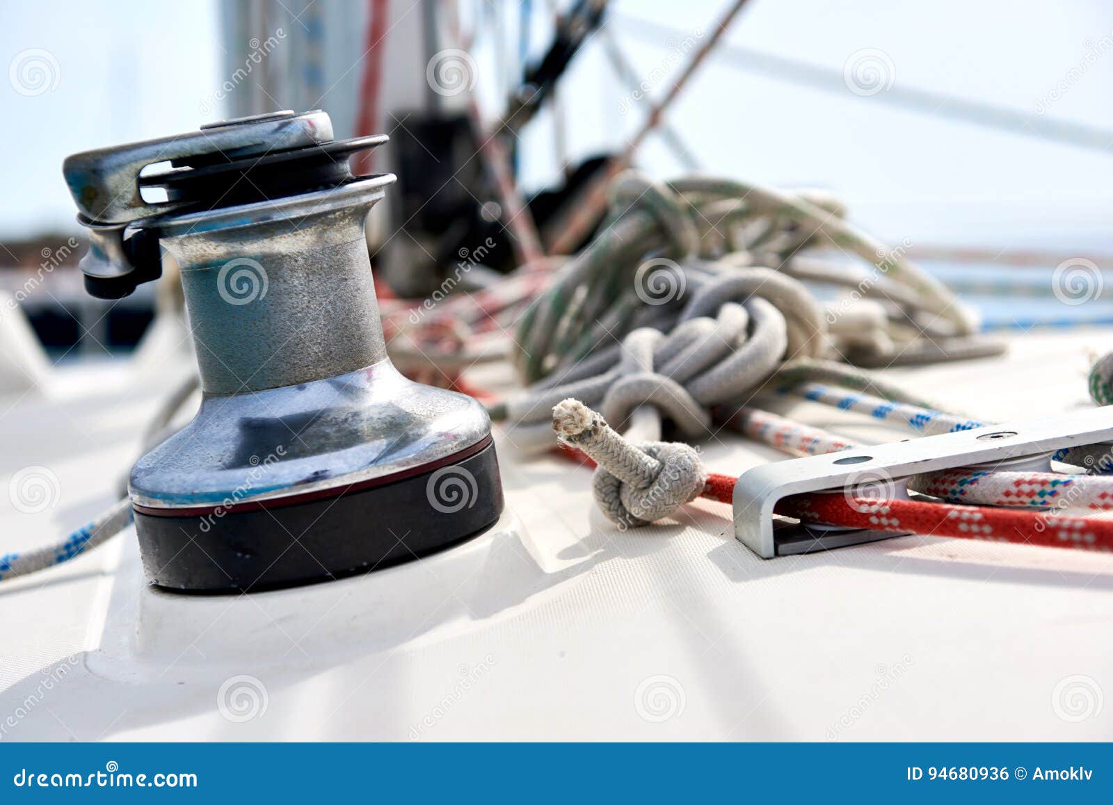 Winch with rope stock photo. Image of outdoors, deck 94680936