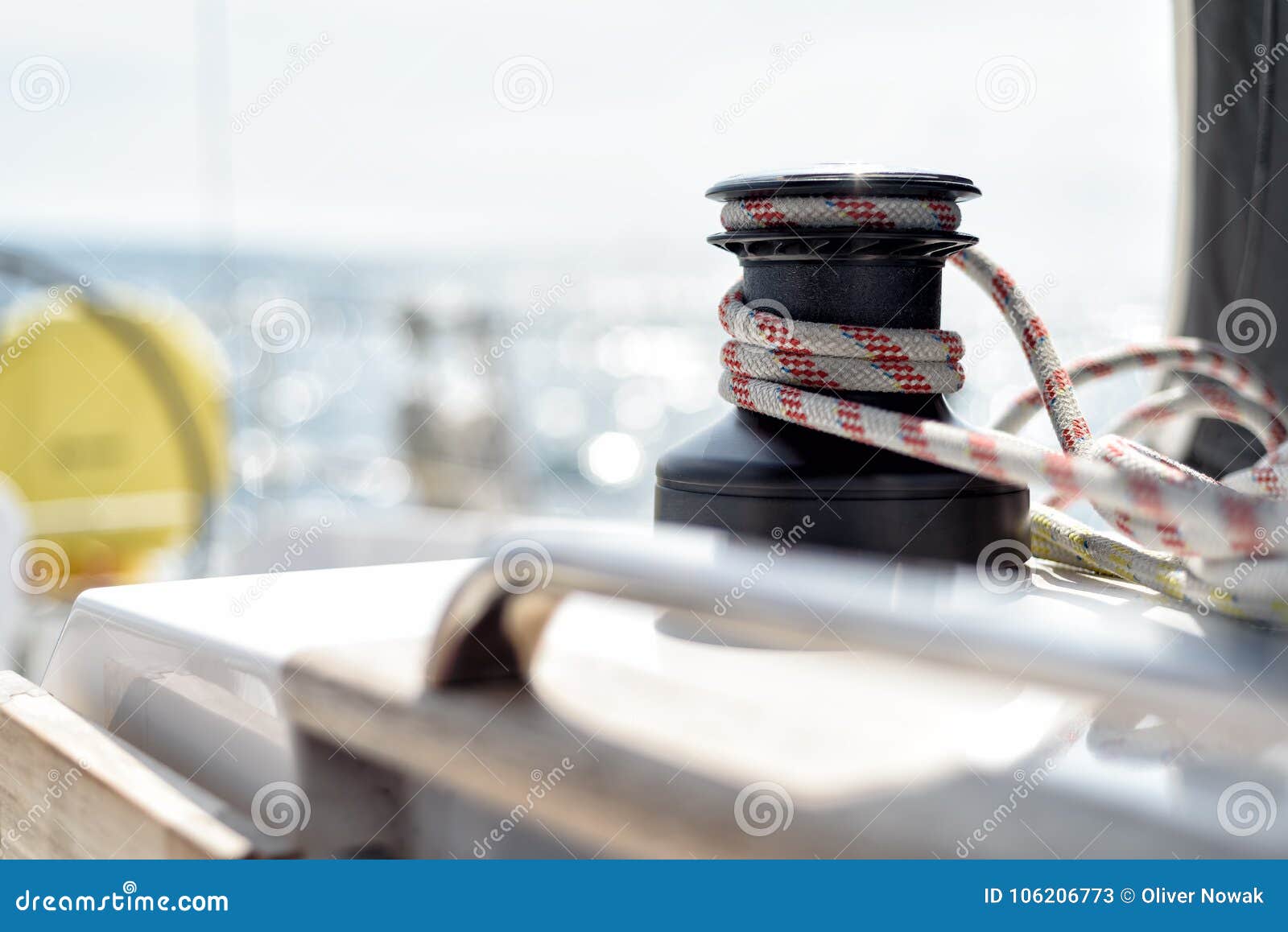 Winch on a sailing yacht stock image. Image of cockpit 106206773