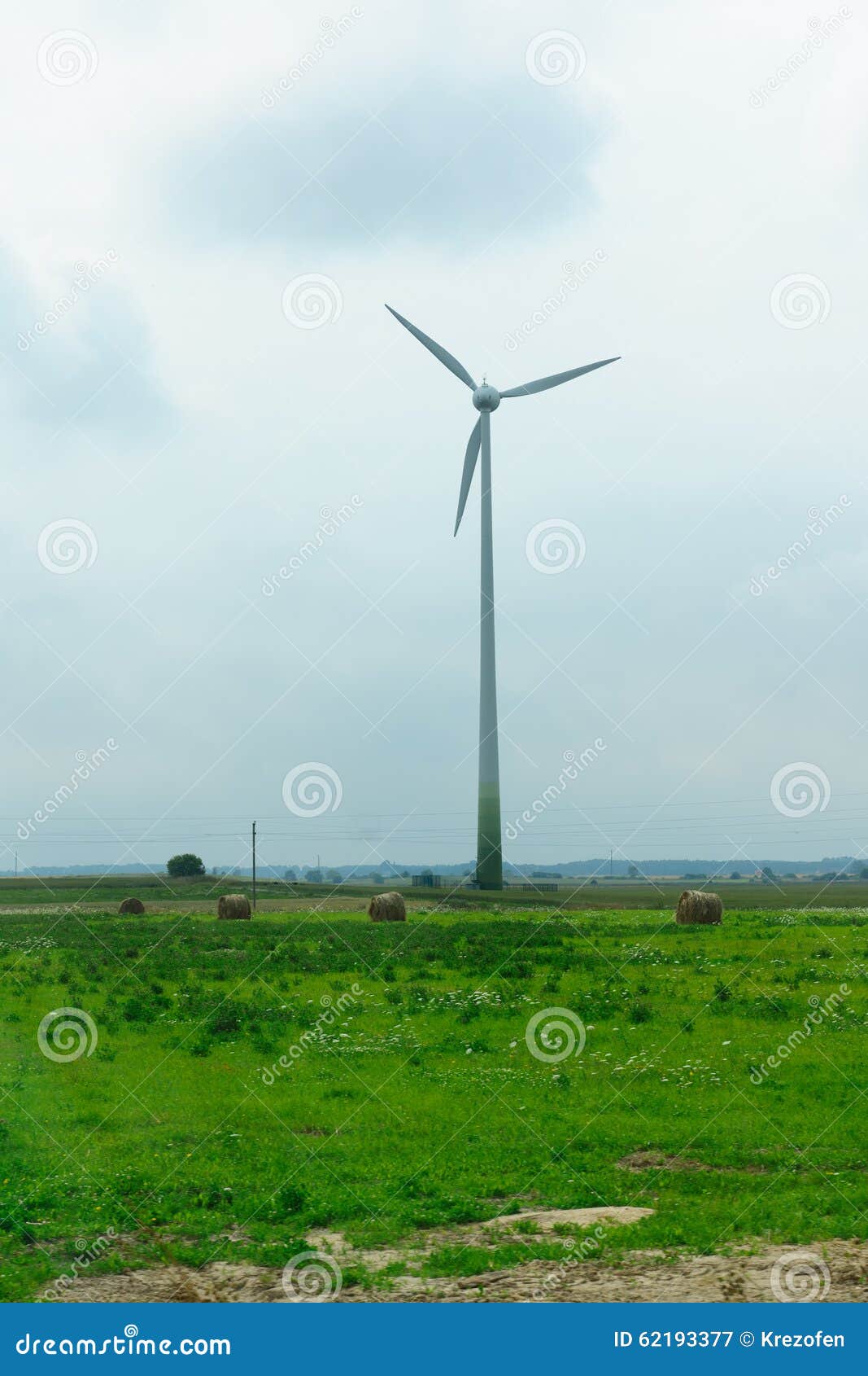 Winddriven Generator in the Middle of a Field Stock Image Image of